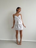 Intimissimi white broderie anglaise slip dress with tie waist