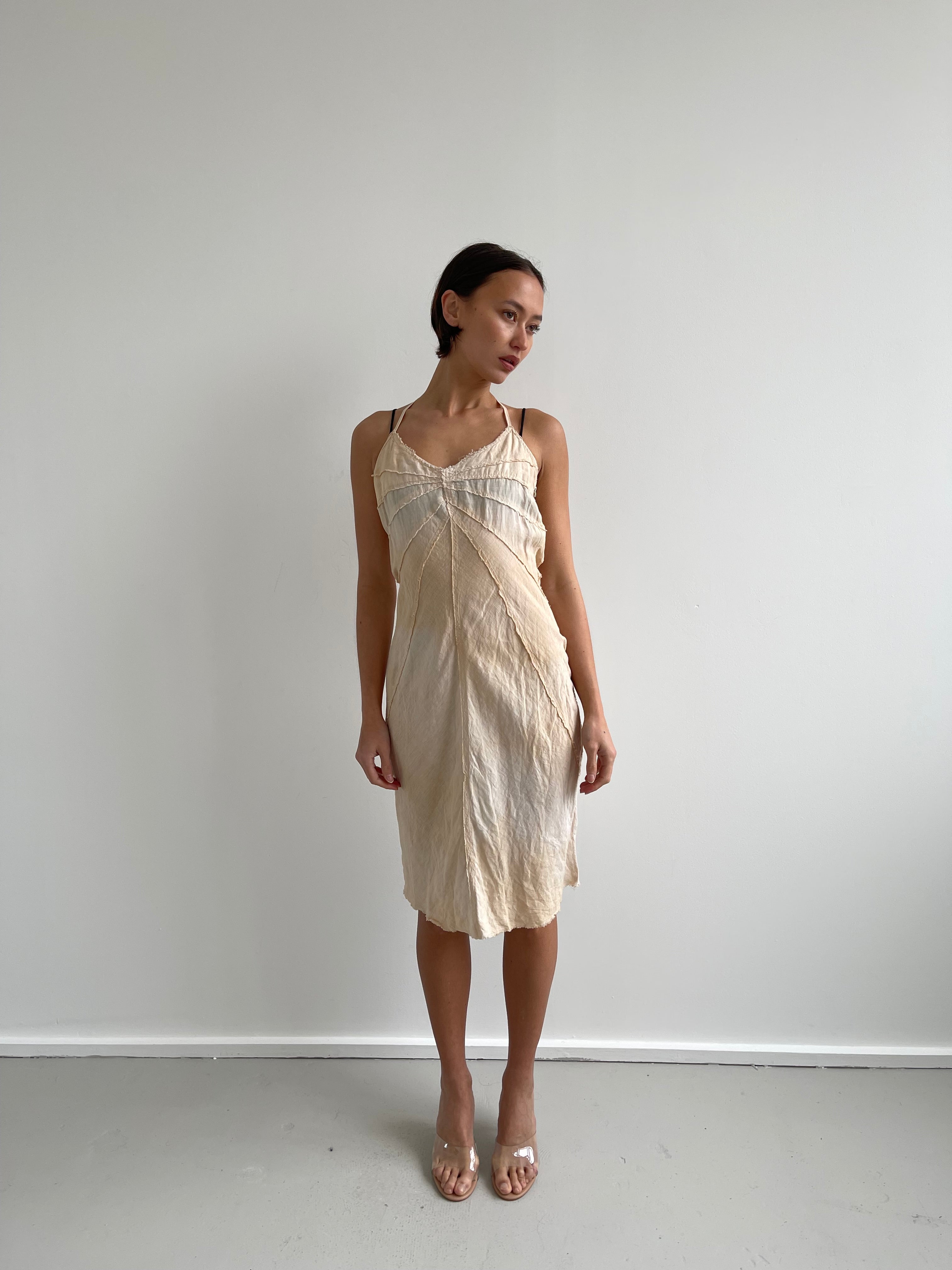 Max&Co beige linen halter neck midi dress