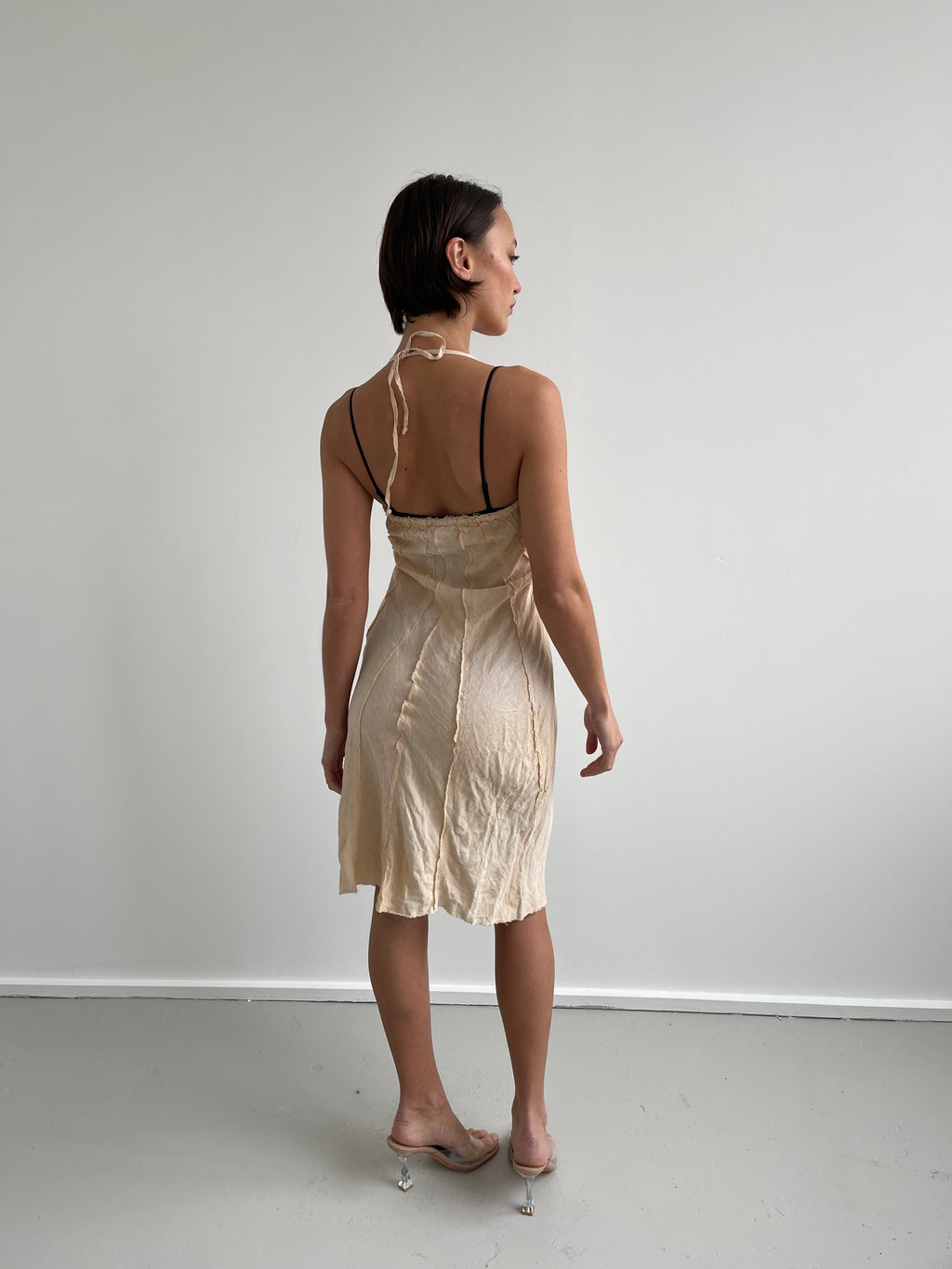 Max&Co beige linen halter neck midi dress