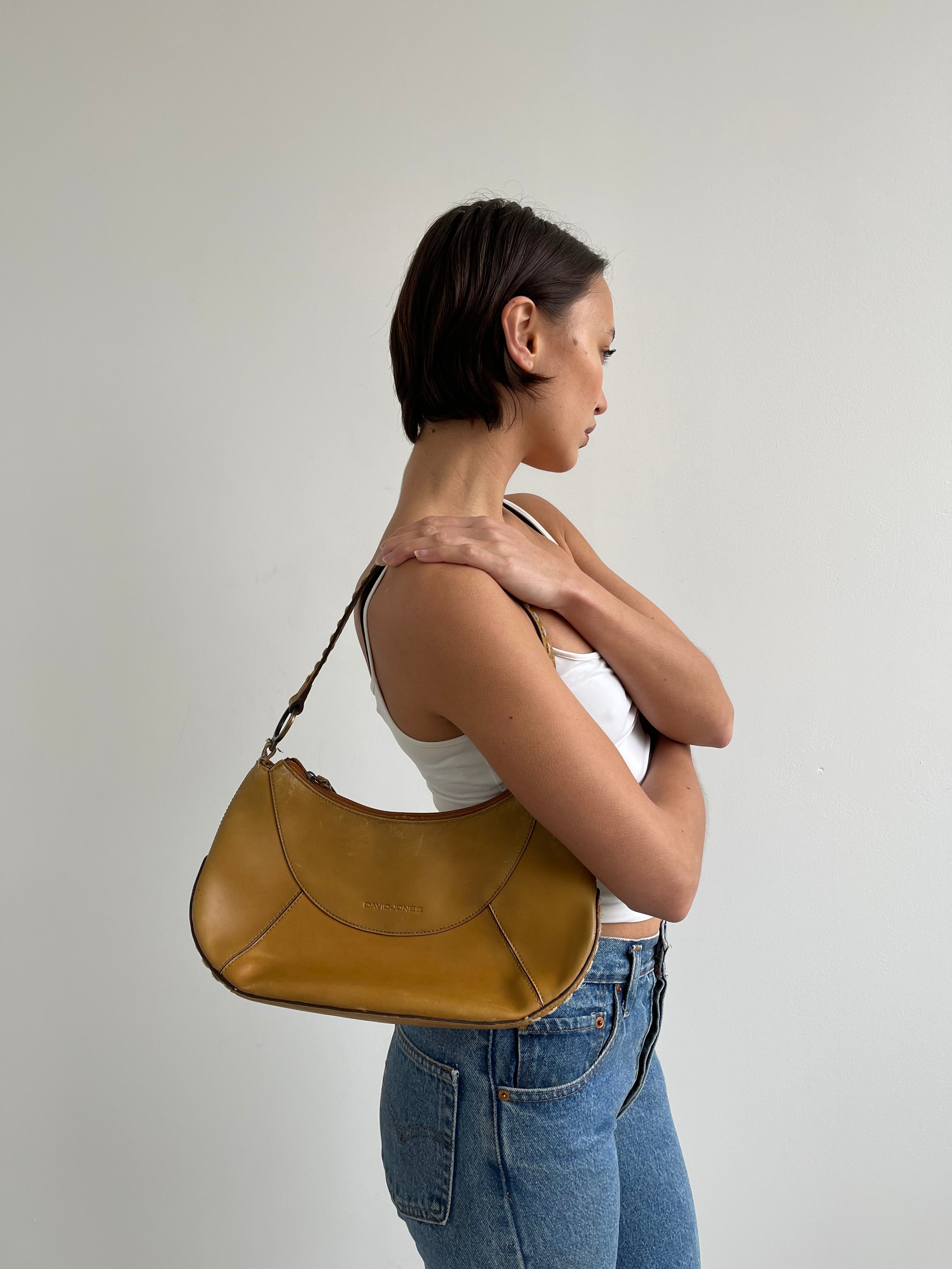 Tan handbag with stitch detail