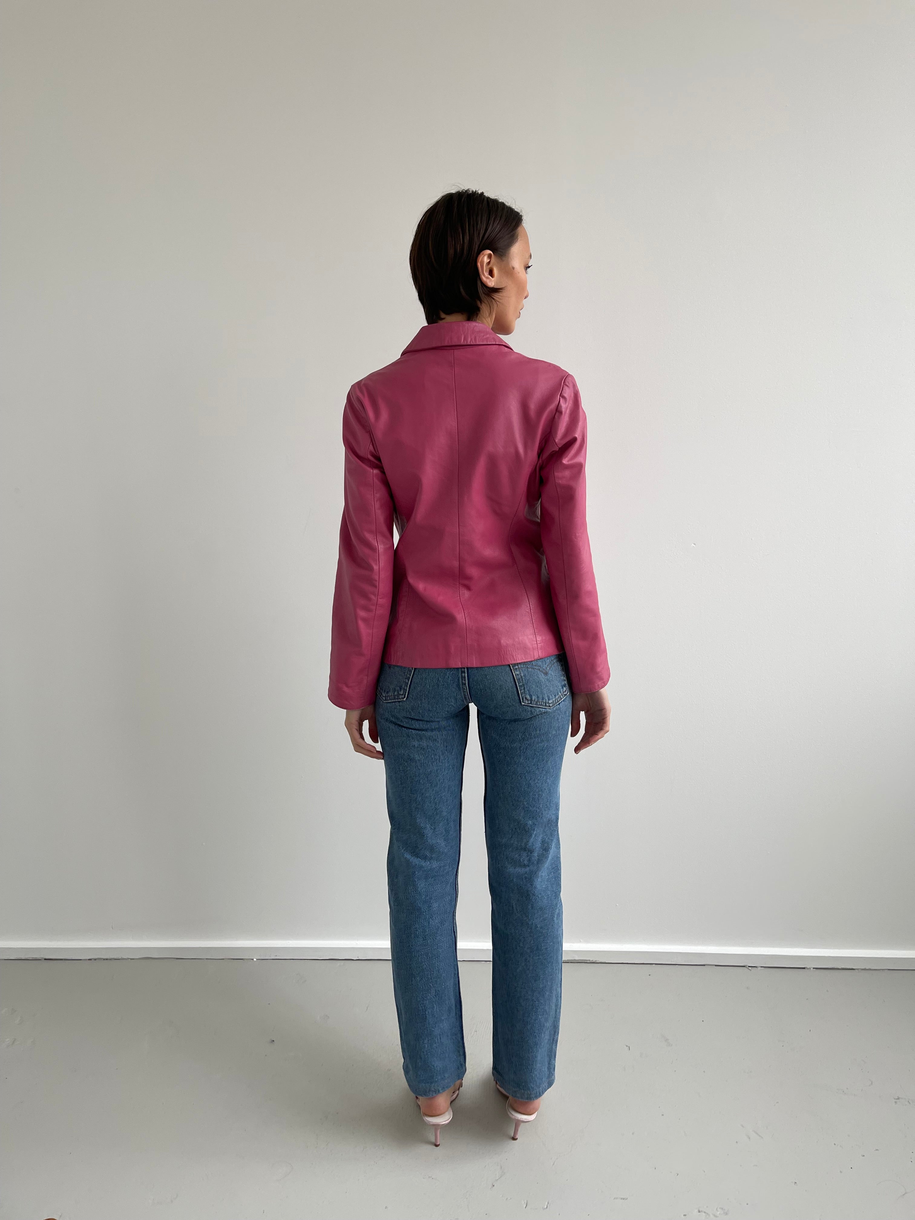 Candy pink leather jacket