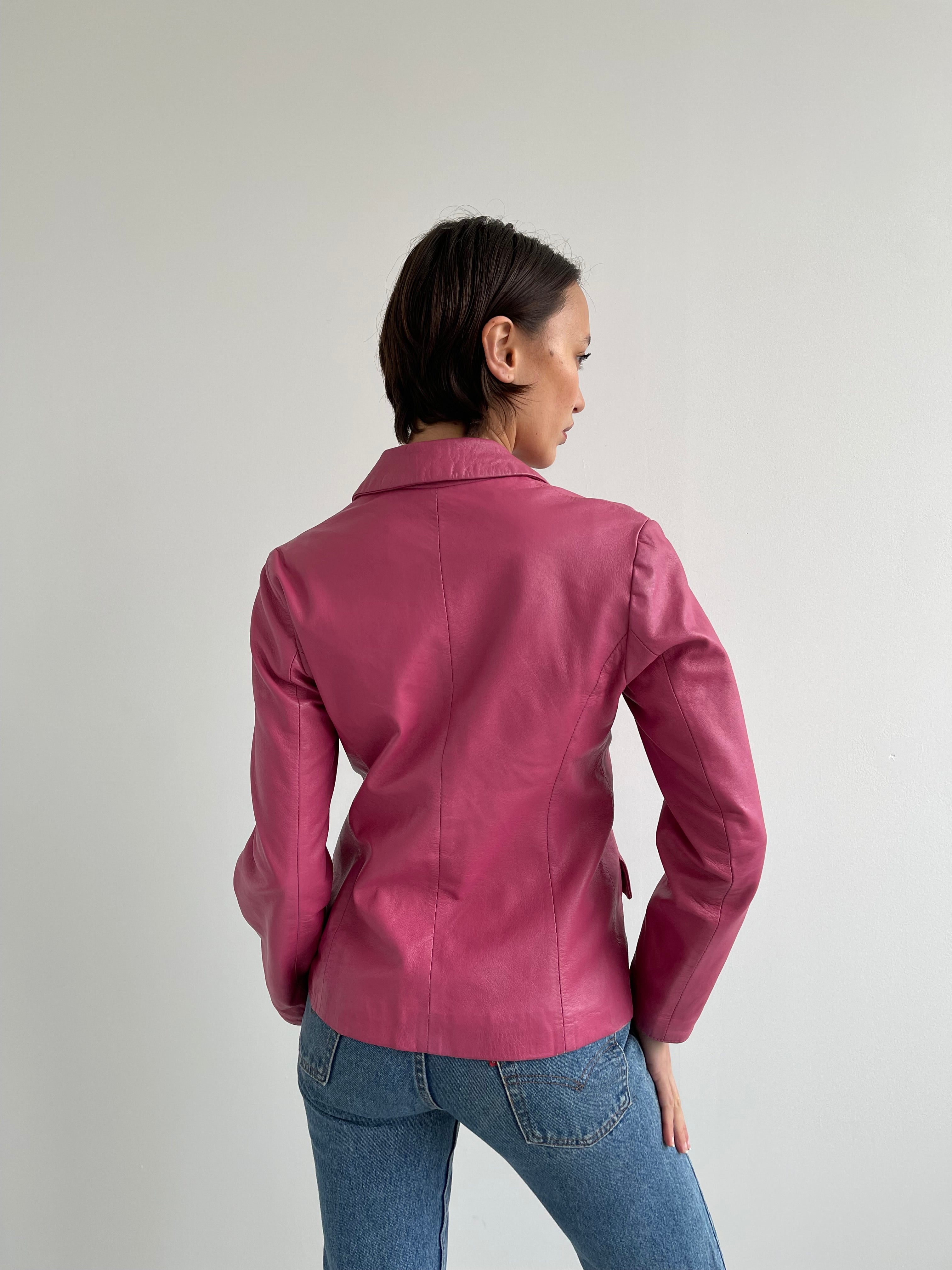 Candy pink leather jacket