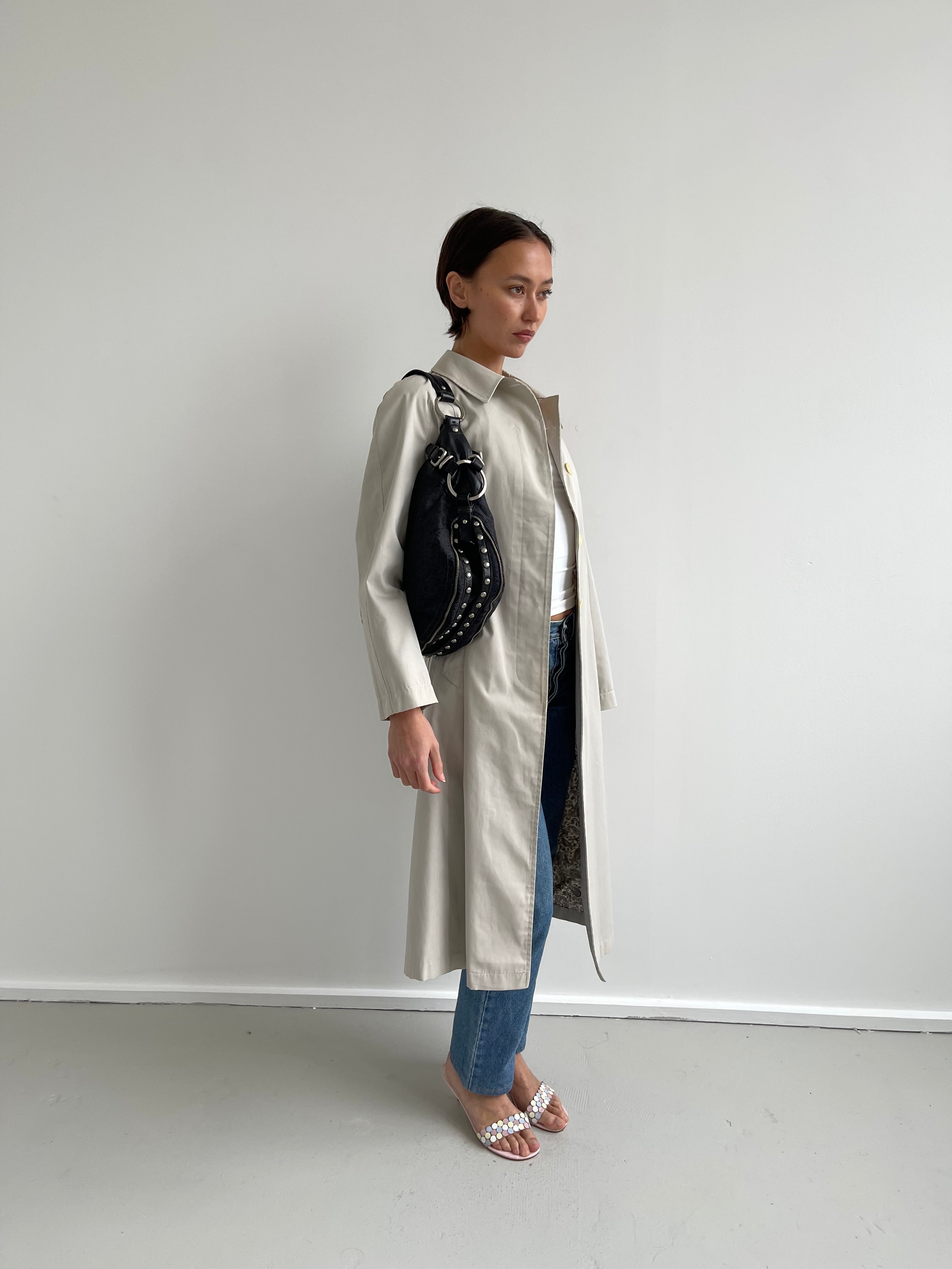 Vintage beige belted trench coat