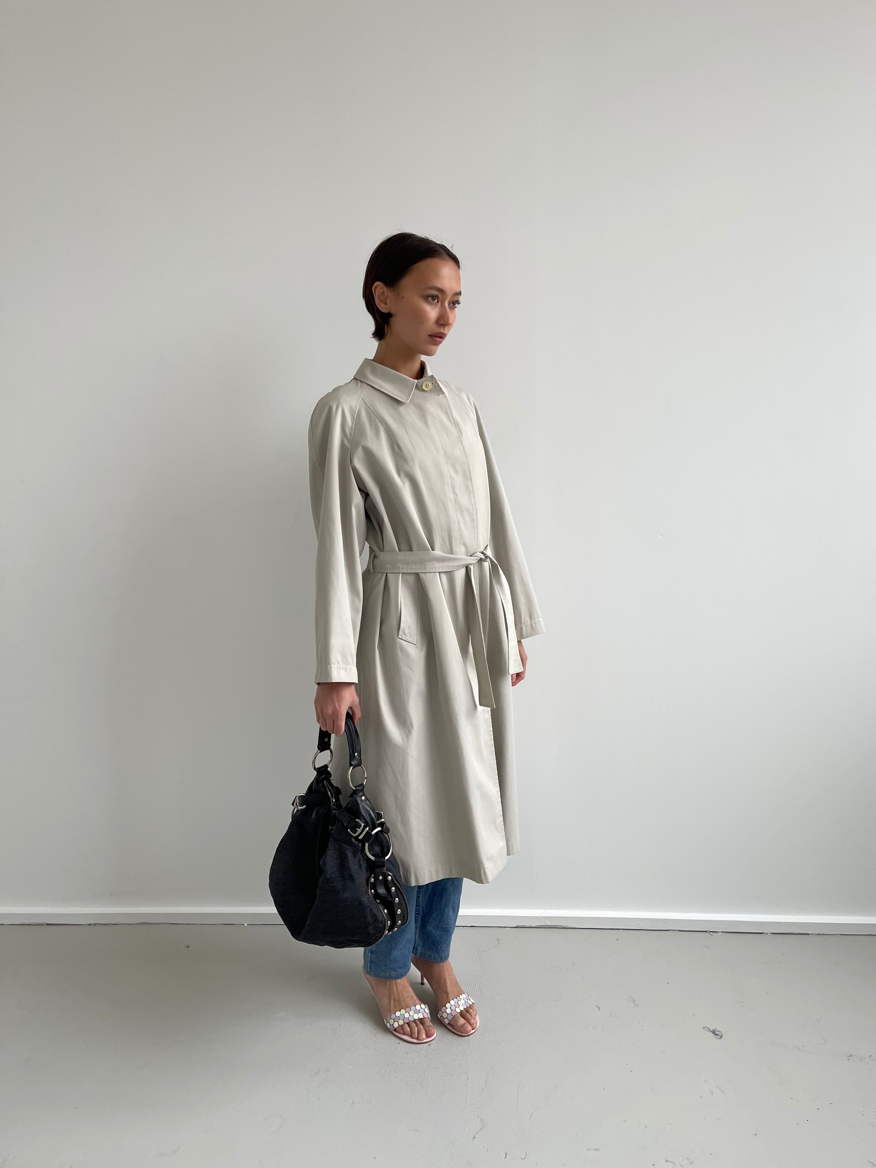 Vintage beige belted trench coat