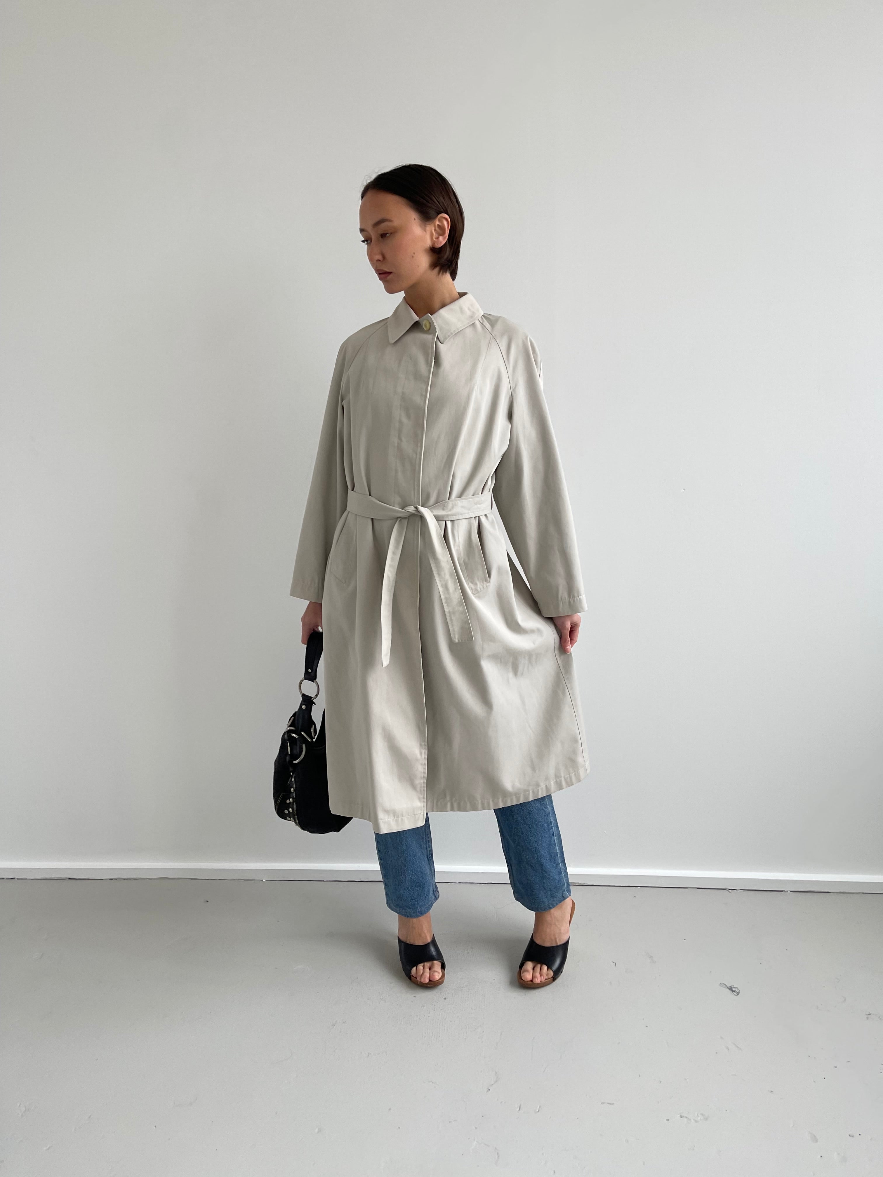 Vintage beige belted trench coat