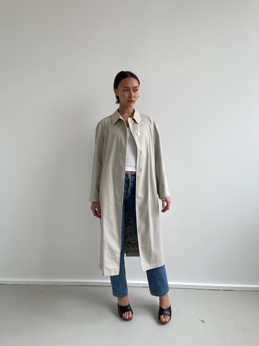 Vintage beige belted trench coat