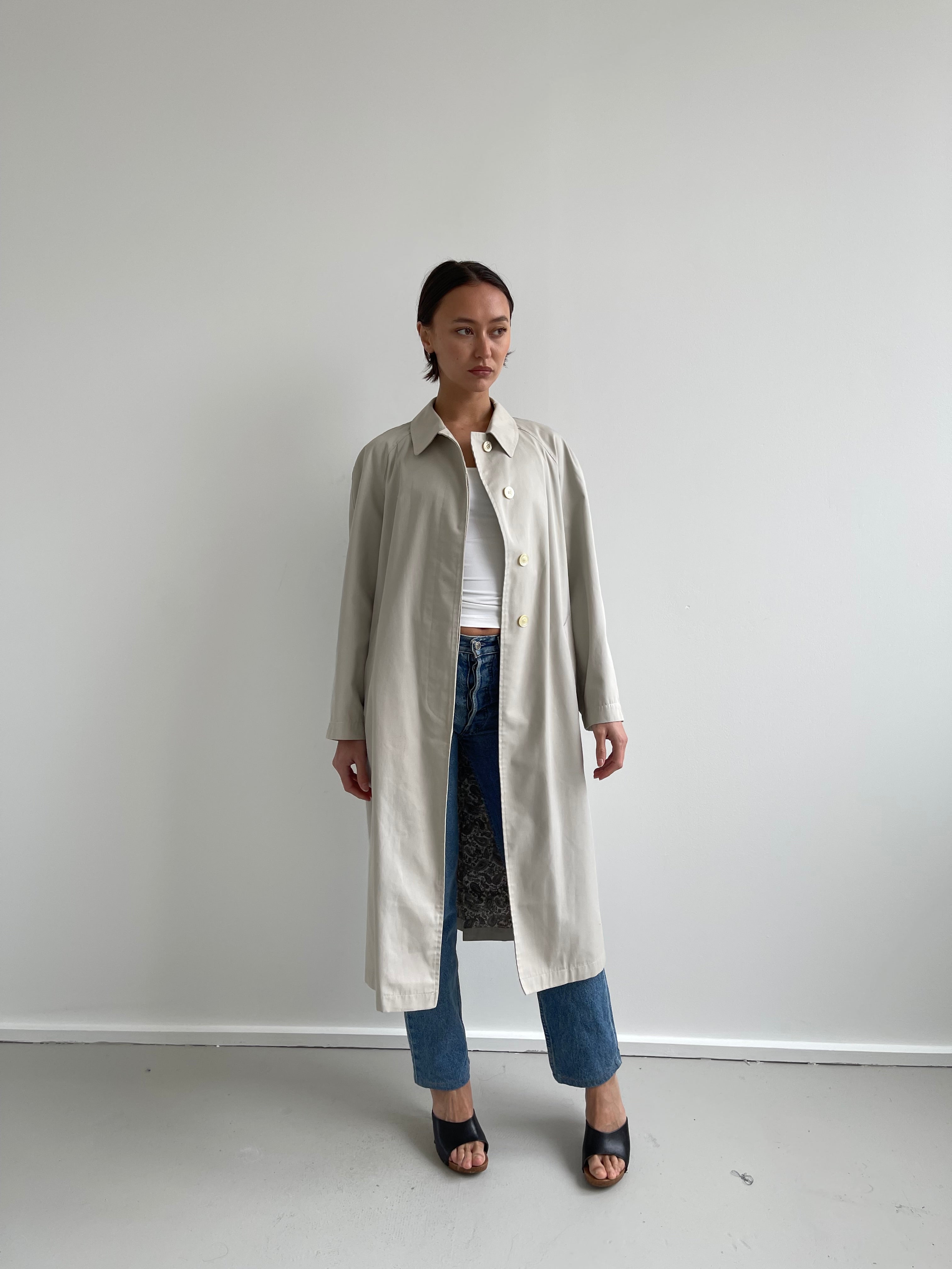 Vintage beige belted trench coat