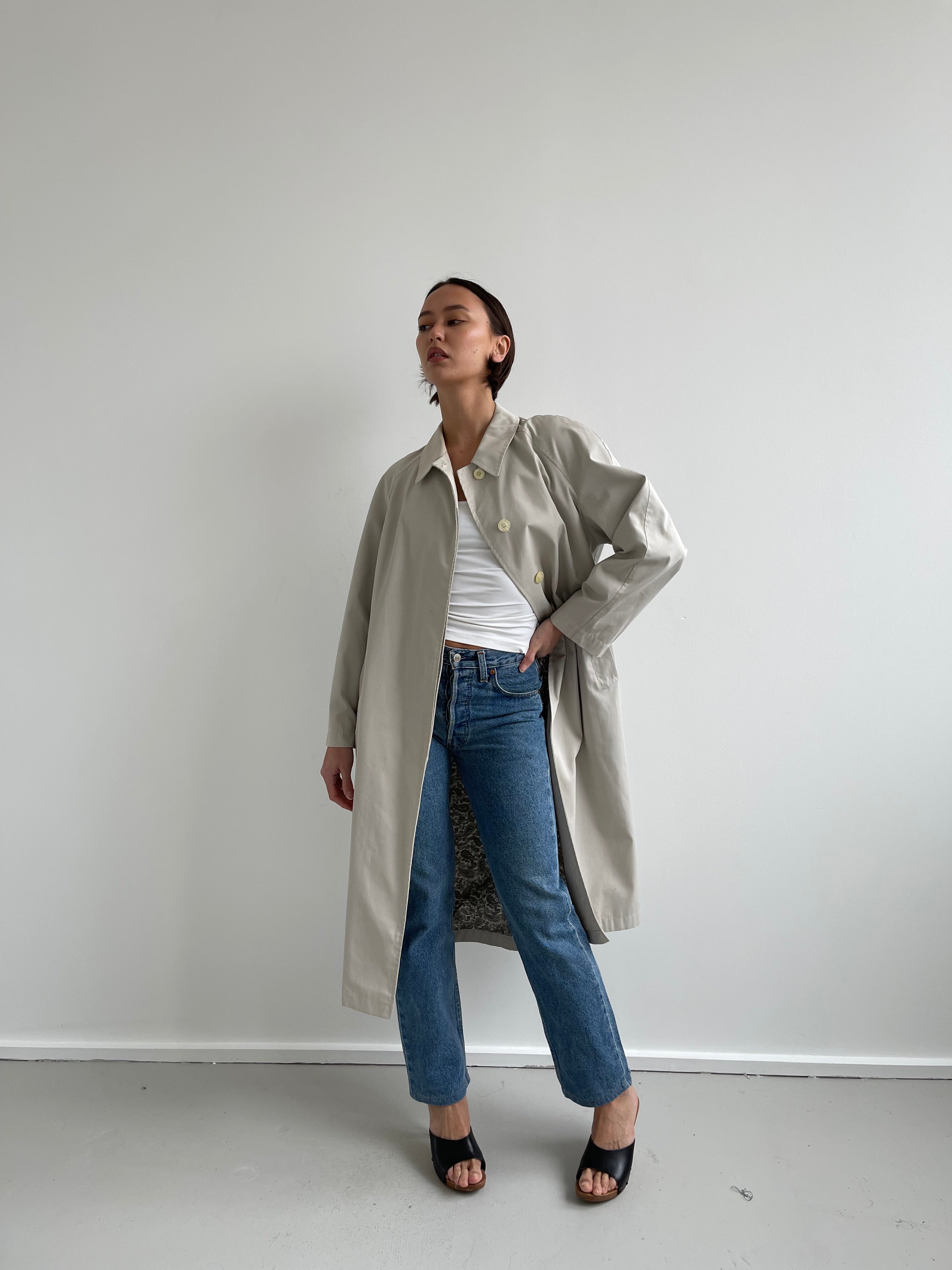 Vintage beige belted trench coat