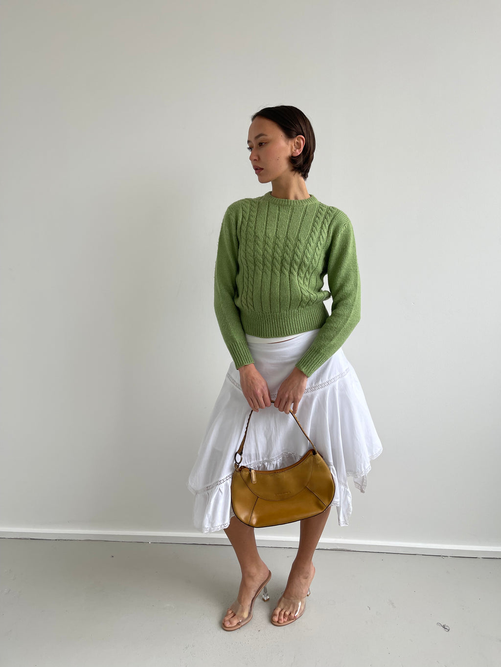Vintage green cable knit jumper