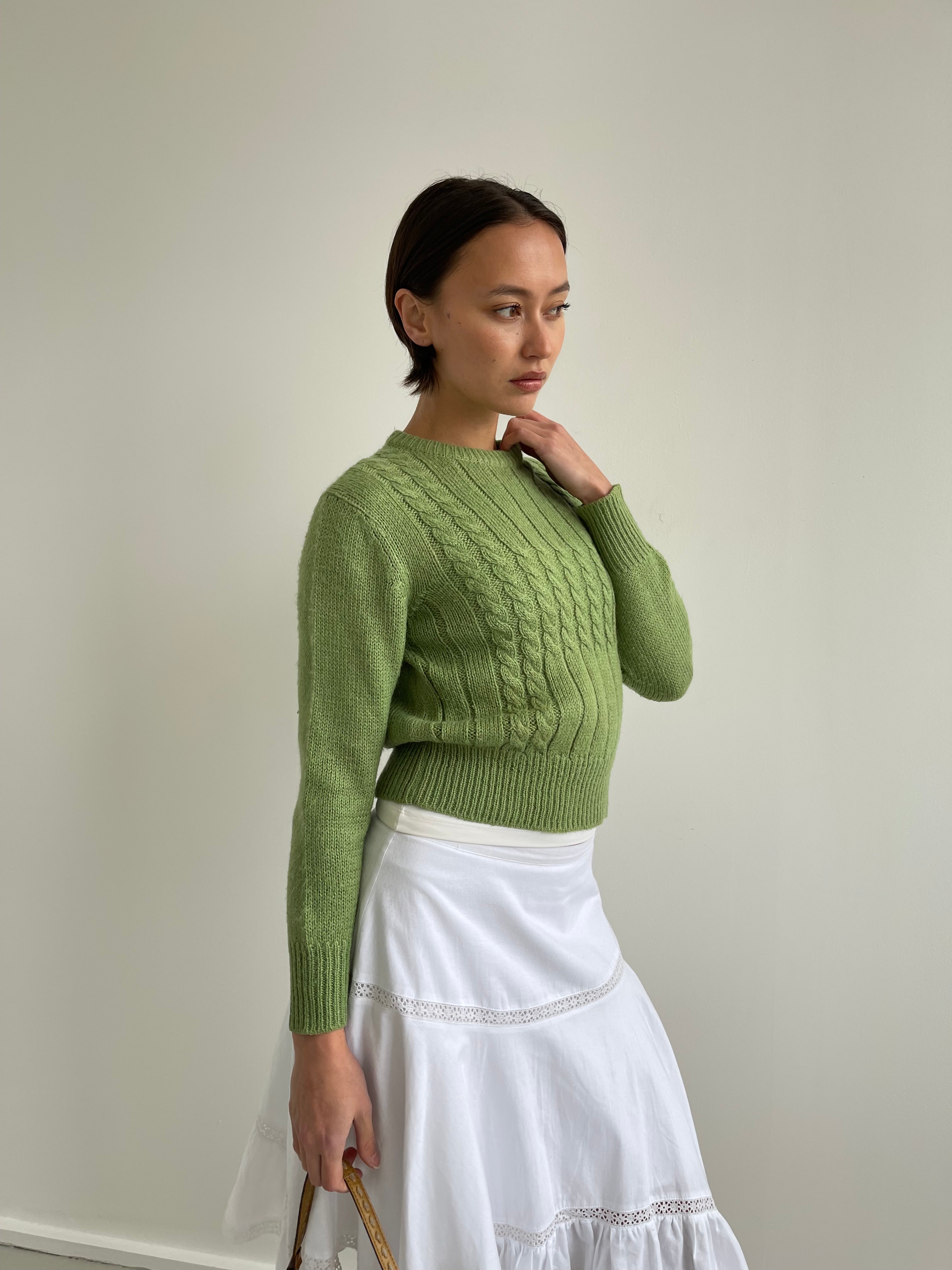 Vintage green cable knit jumper
