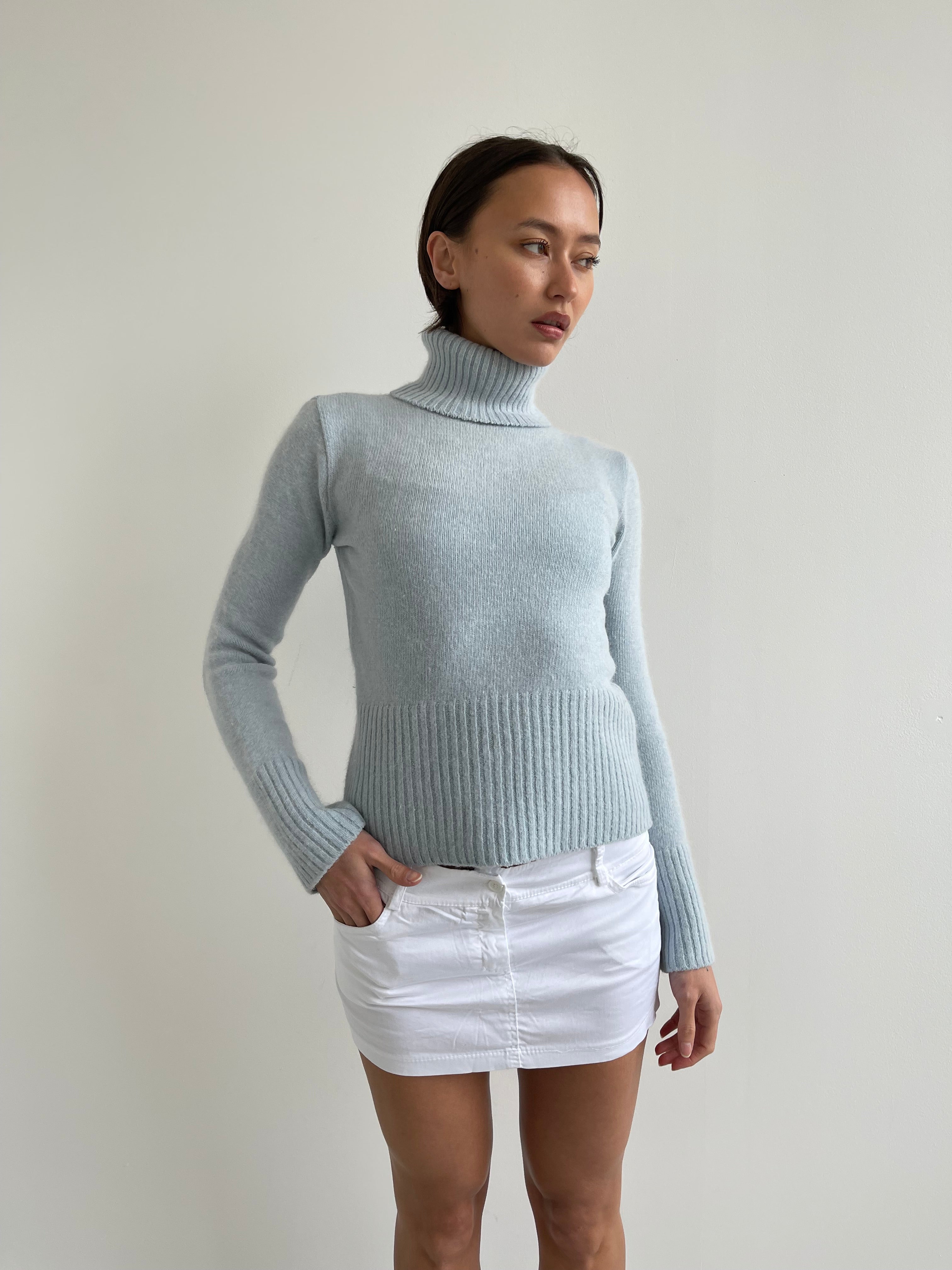 Baby blue roll neck jumper