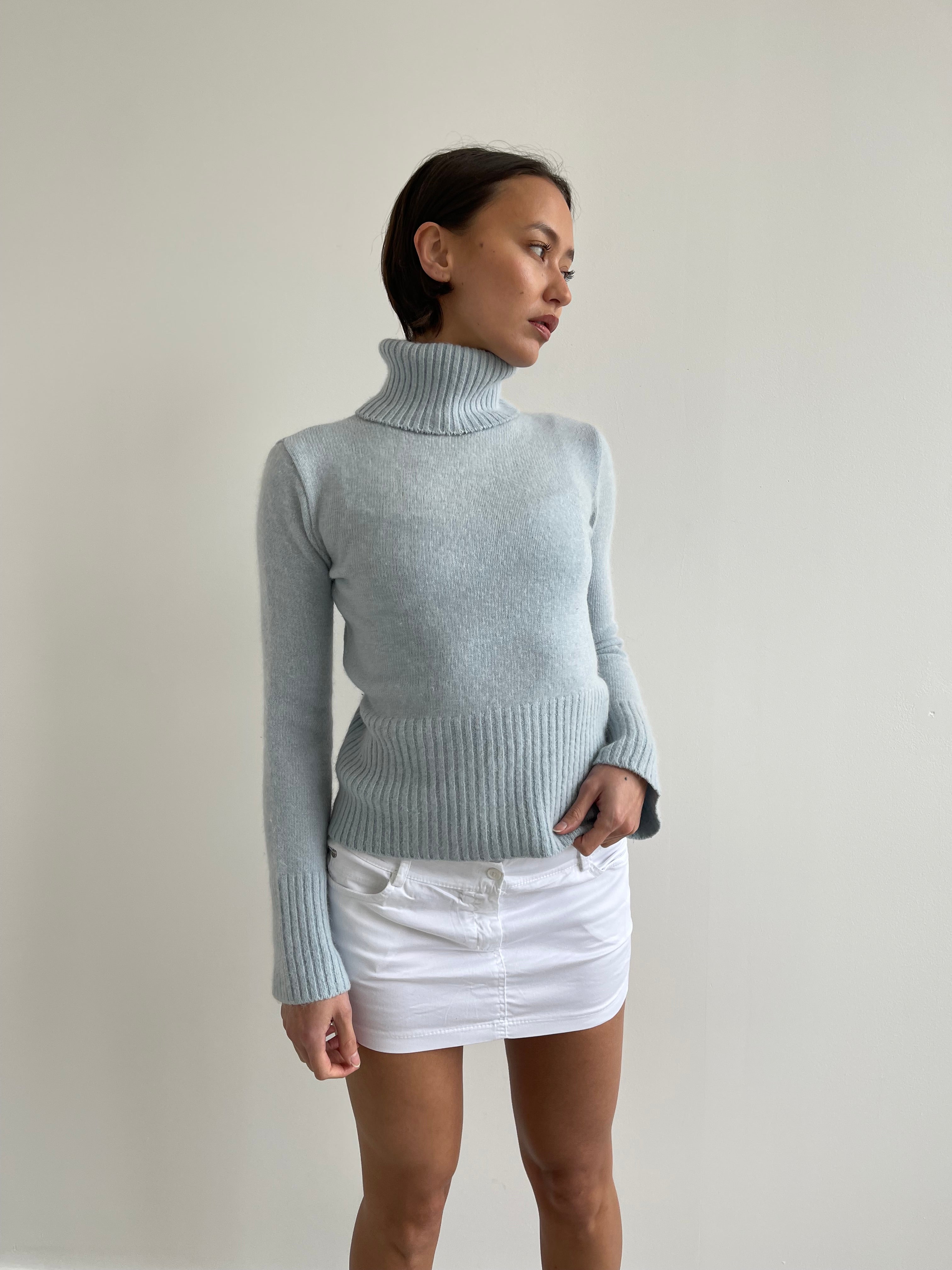 Baby blue roll neck jumper