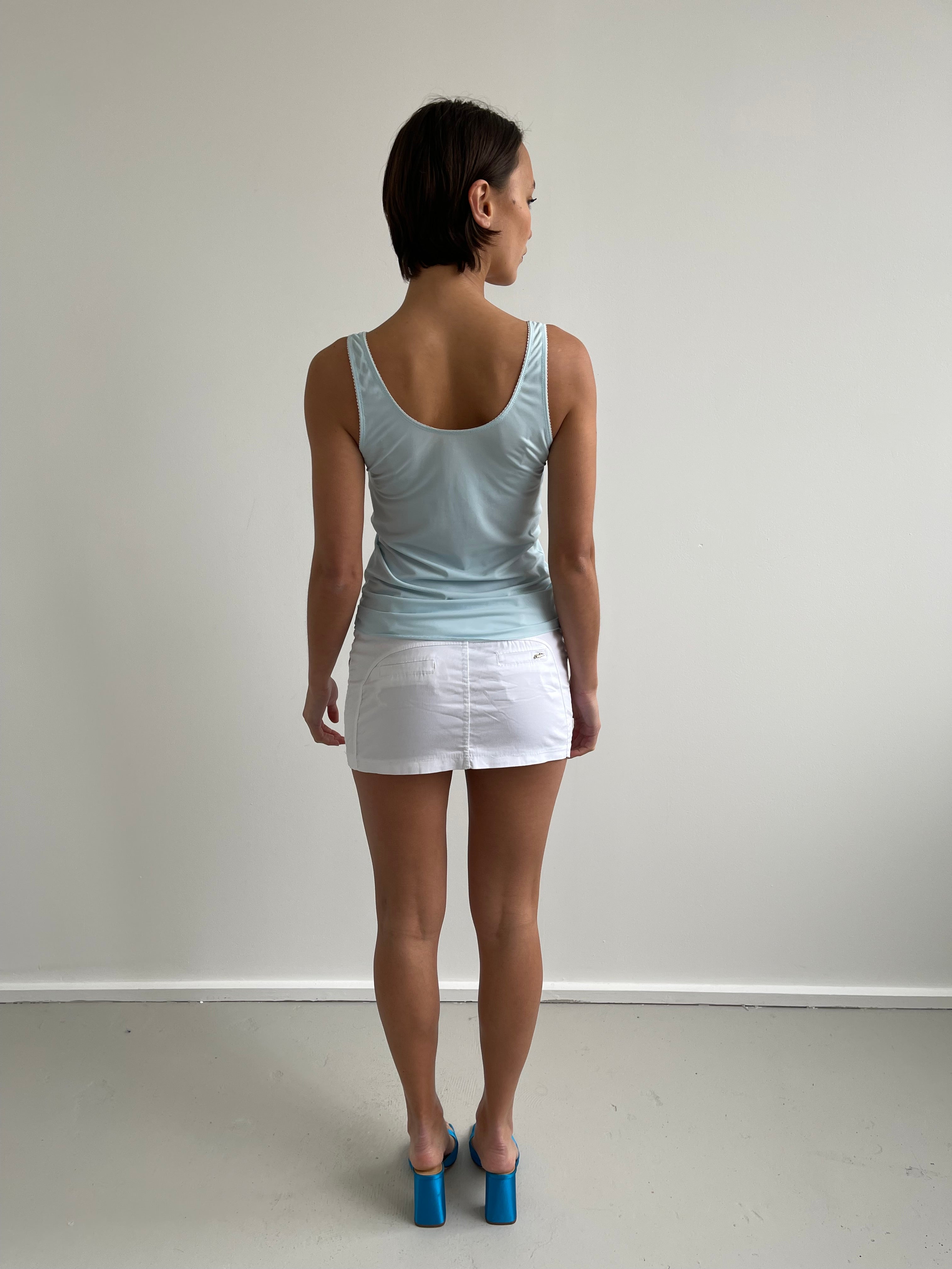 Baby blue cami top with white trims