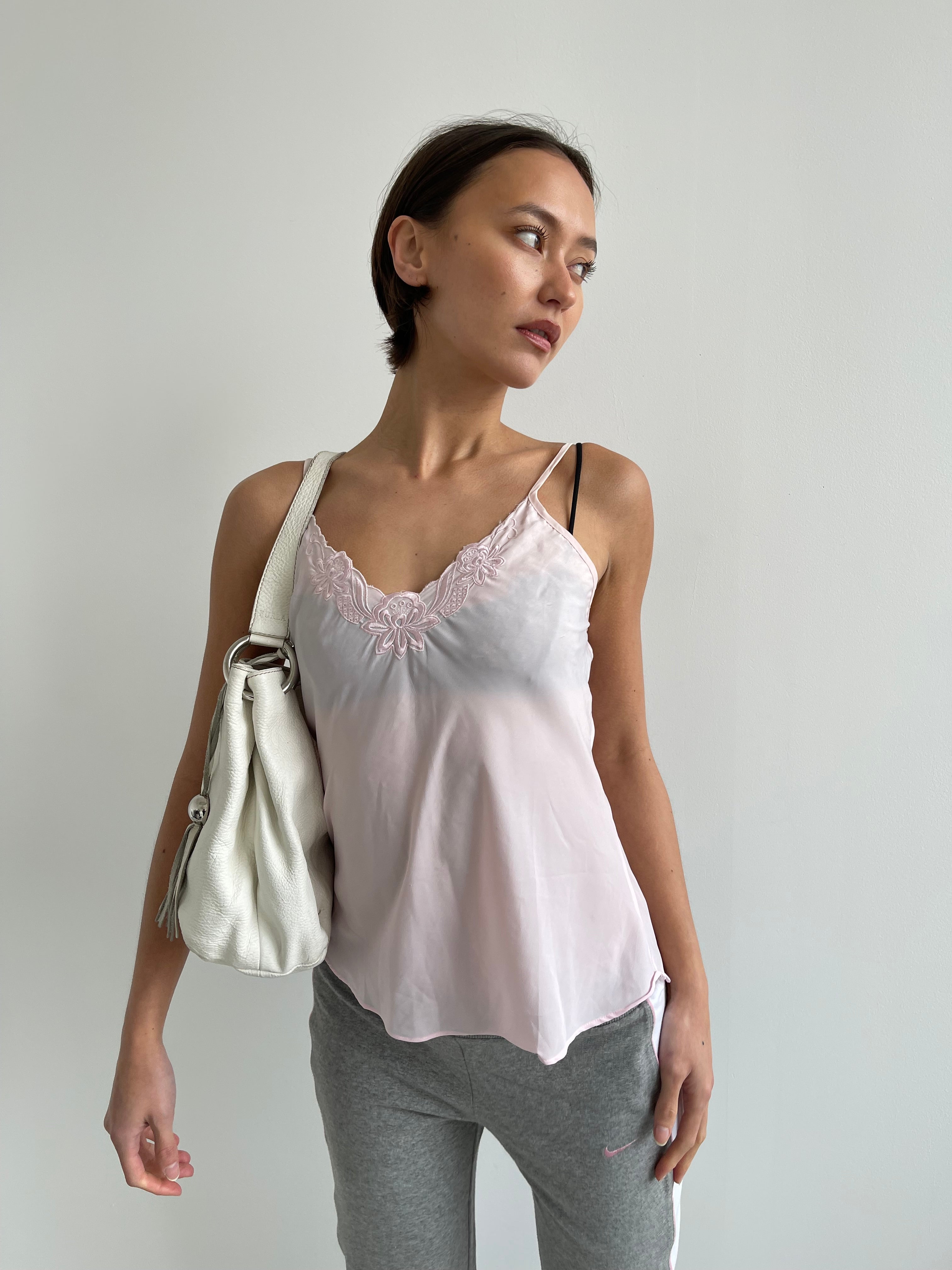 1Ama baby pink vintage cami top