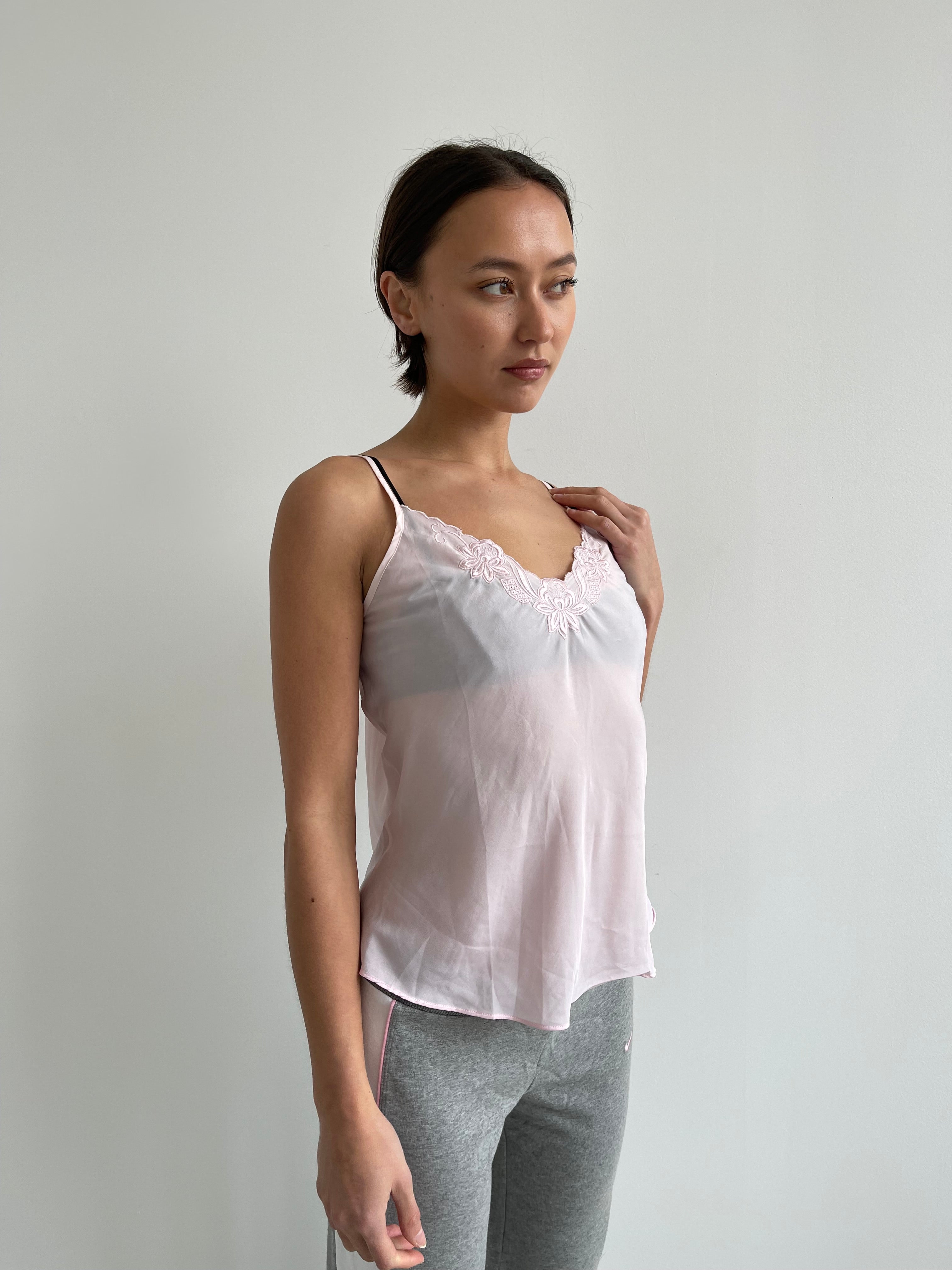 1Ama baby pink vintage cami top