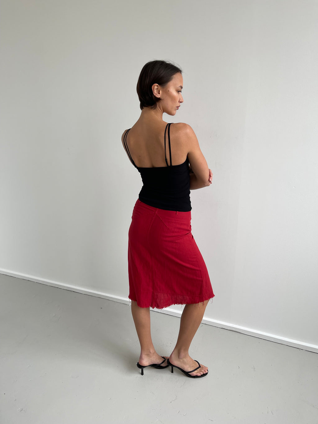 Black cami top with sheer lace panels