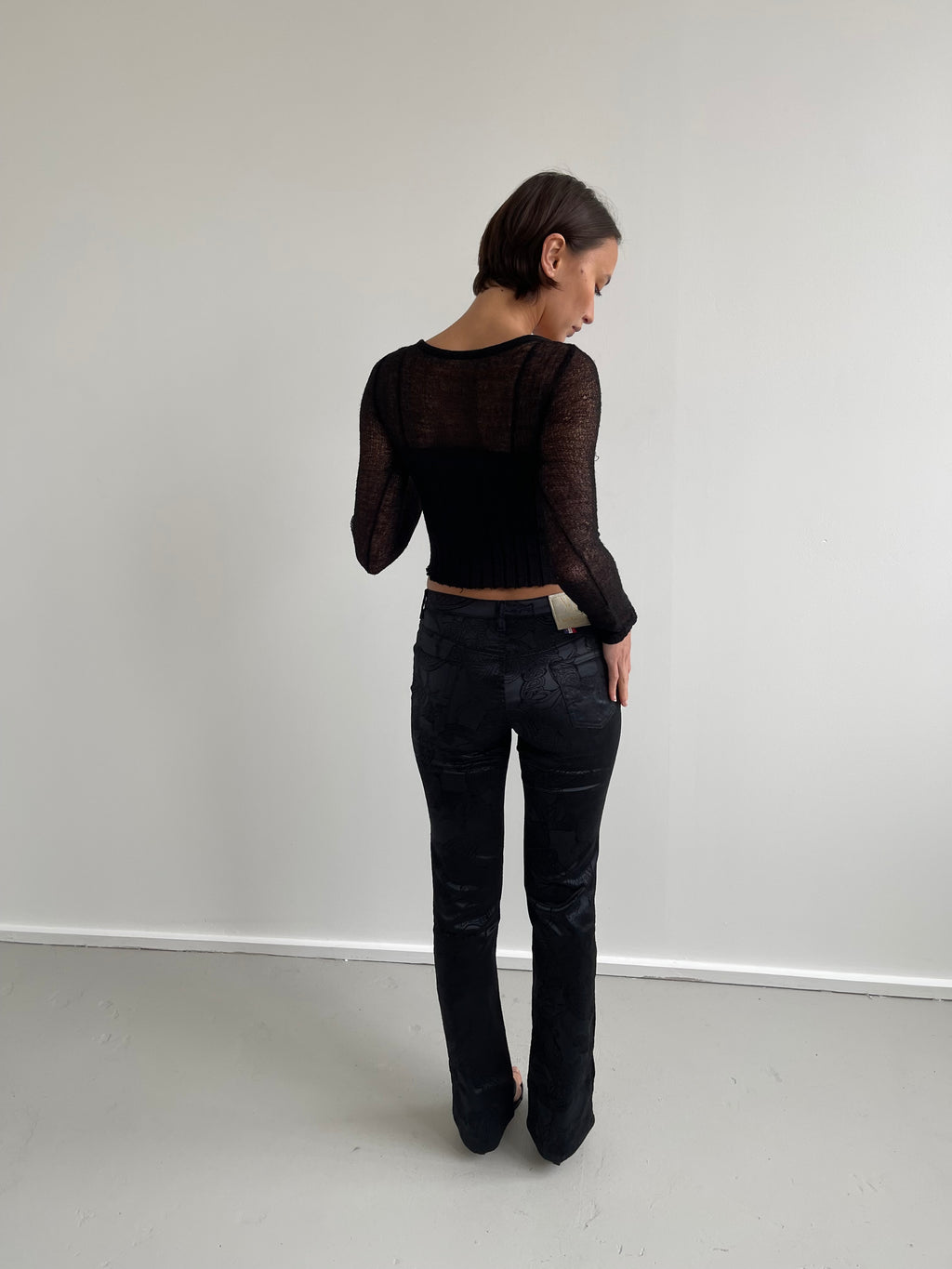 Kookai deadstock floral black bootcut trousers