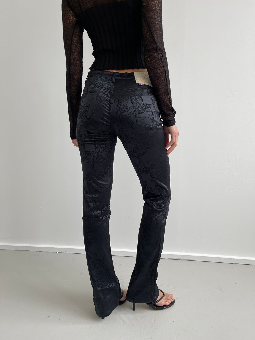 Kookai deadstock floral black bootcut trousers
