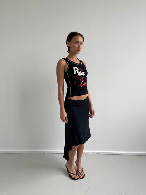 Black fine knit tank top