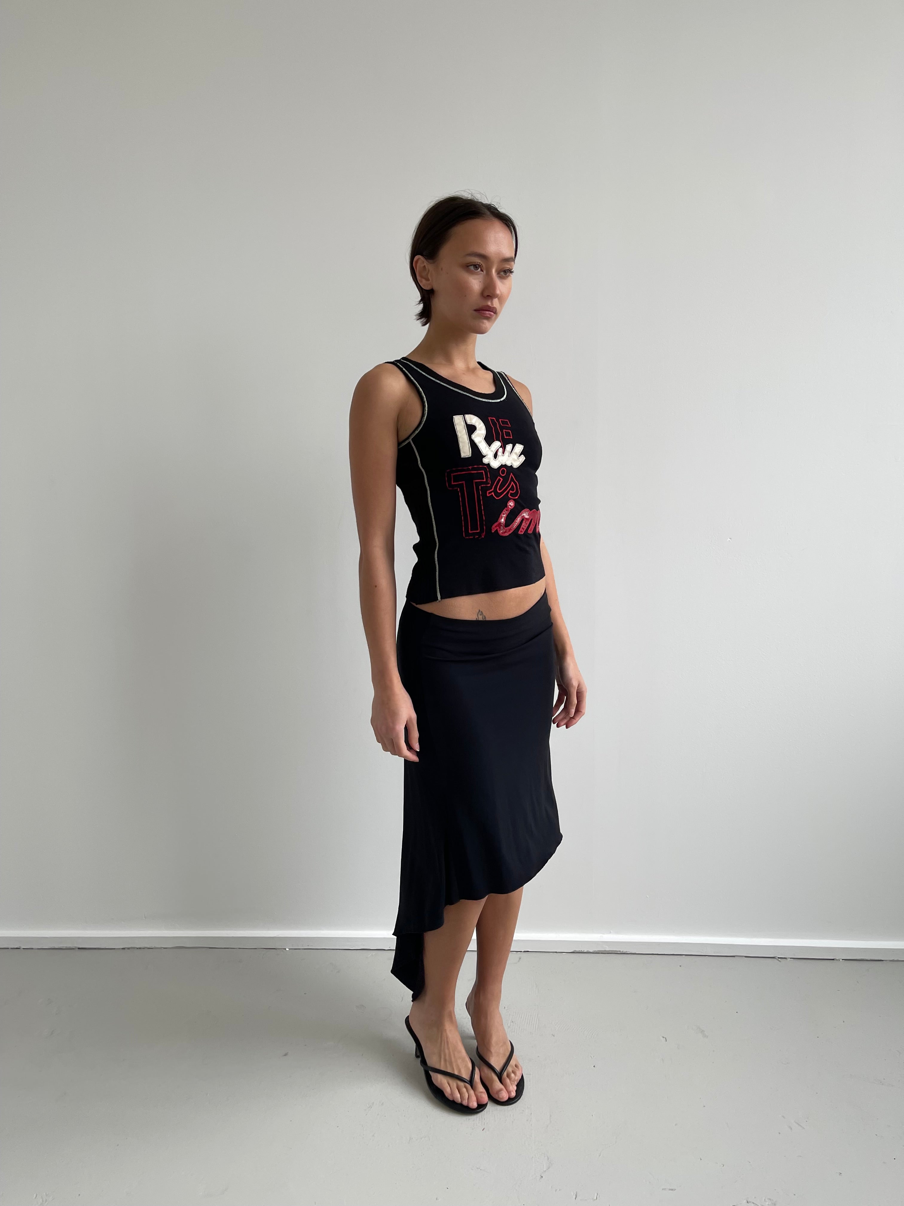 Vintage asymmetric midi skirt