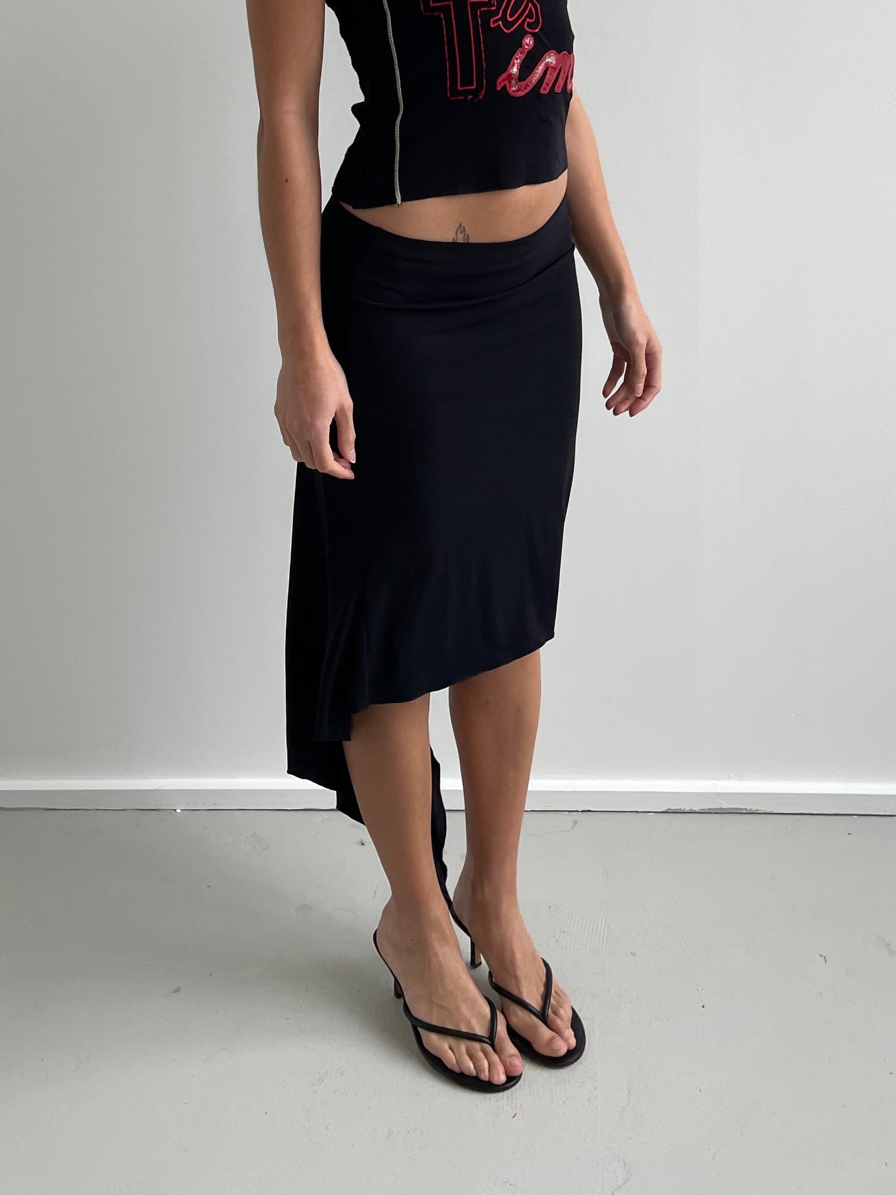 Vintage asymmetric midi skirt
