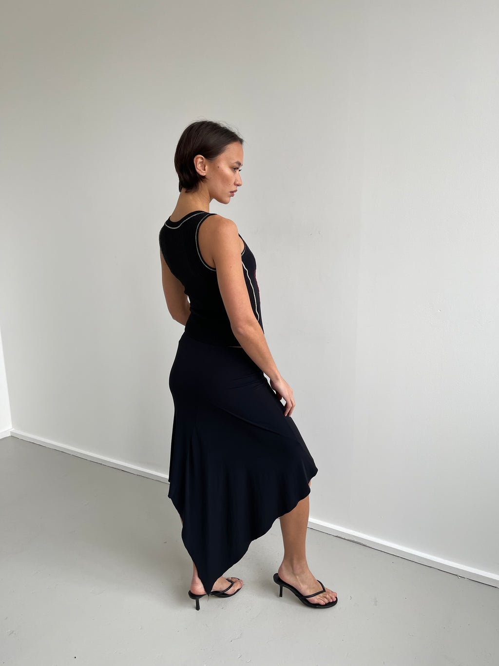 Vintage asymmetric midi skirt