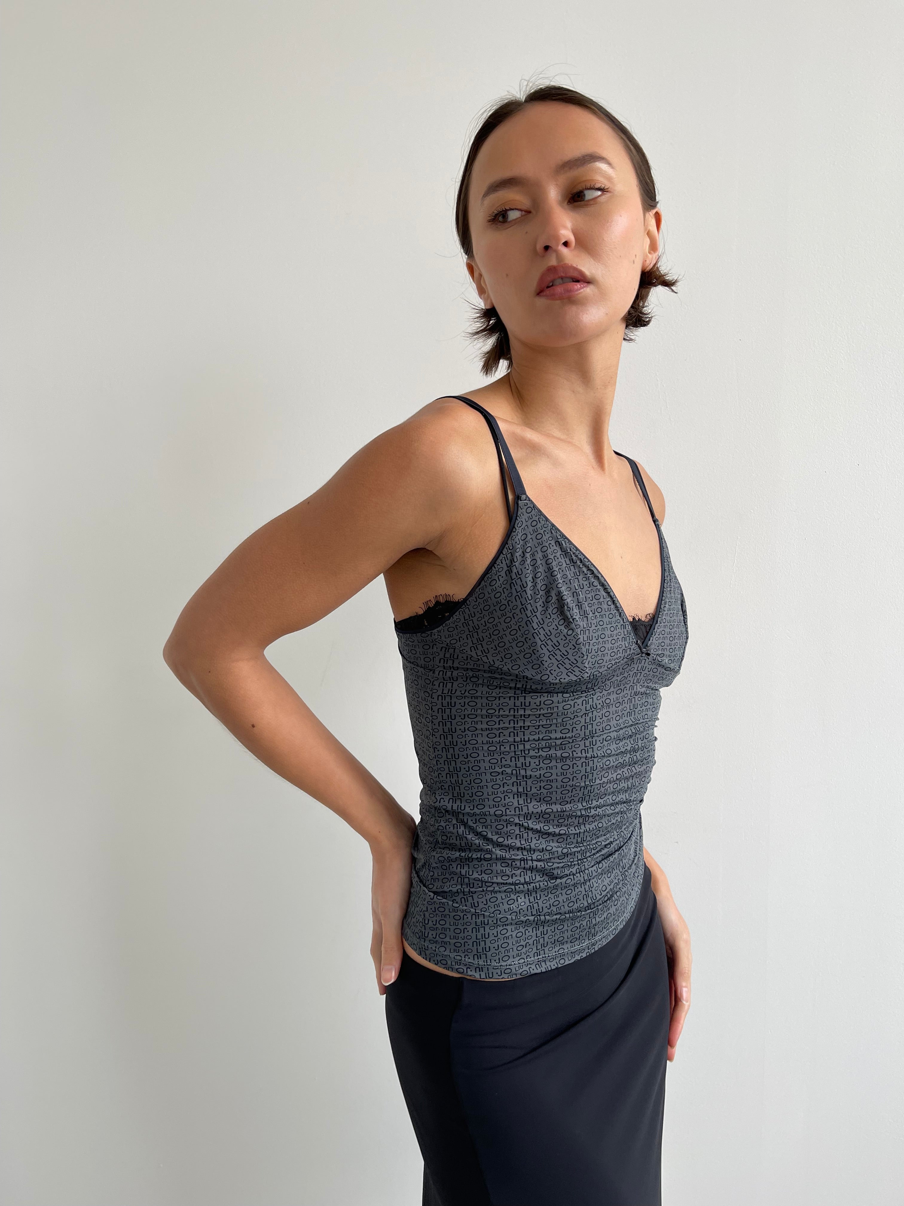 Lui Jo grey monogram cami top