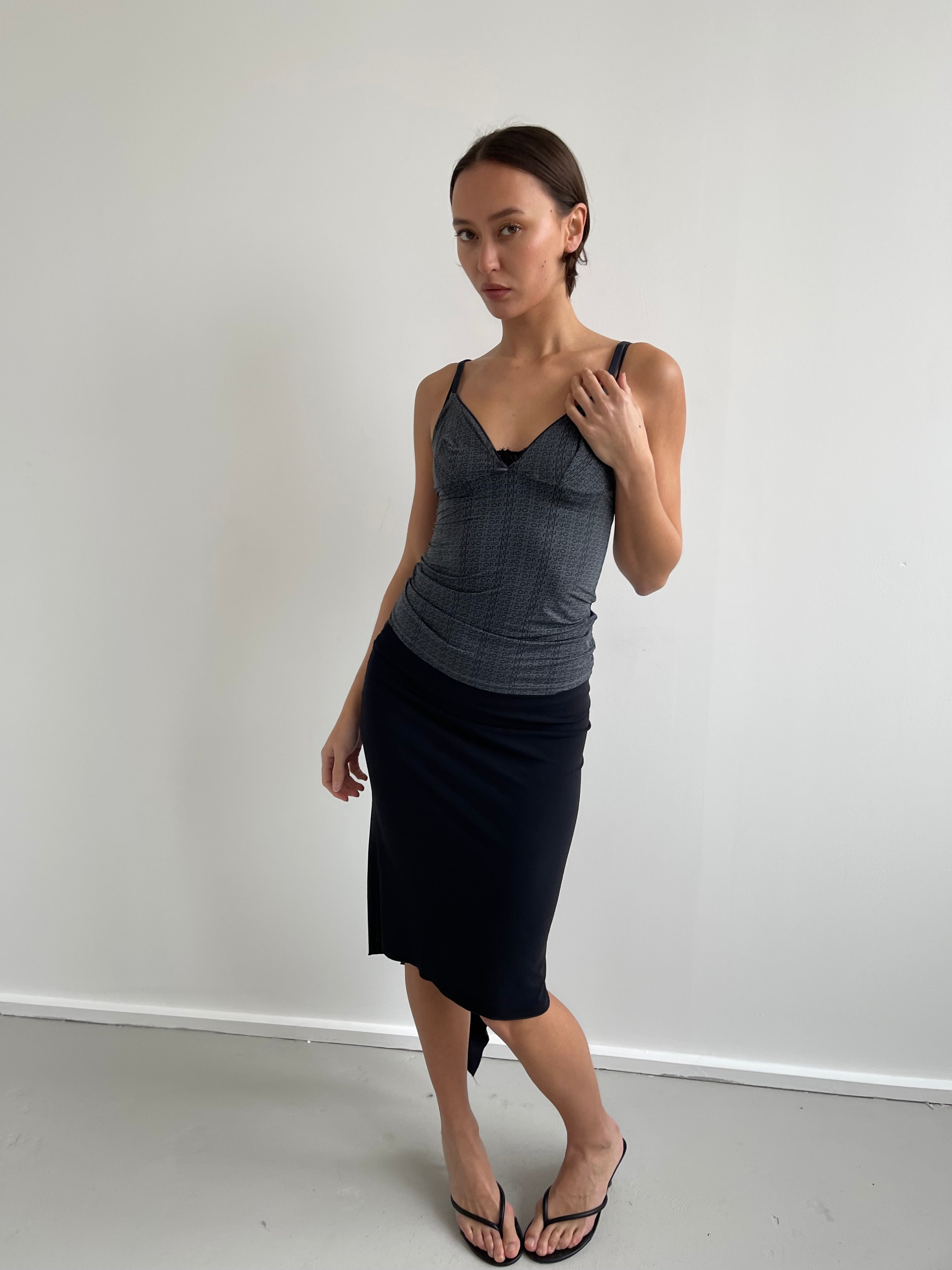 Lui Jo grey monogram cami top