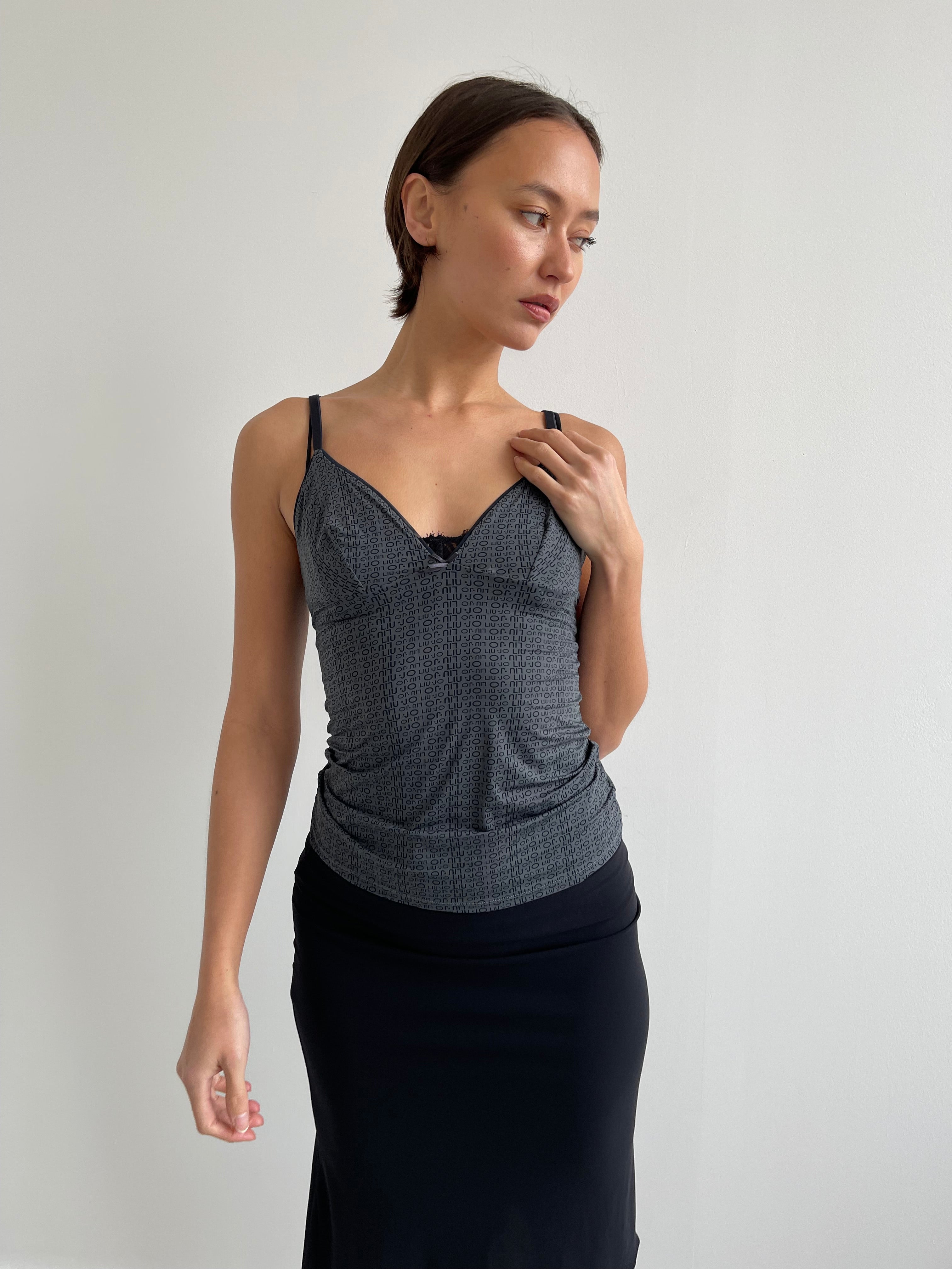 Lui Jo grey monogram cami top