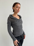Armani Jeans grey knit jumper with hood/drape detail