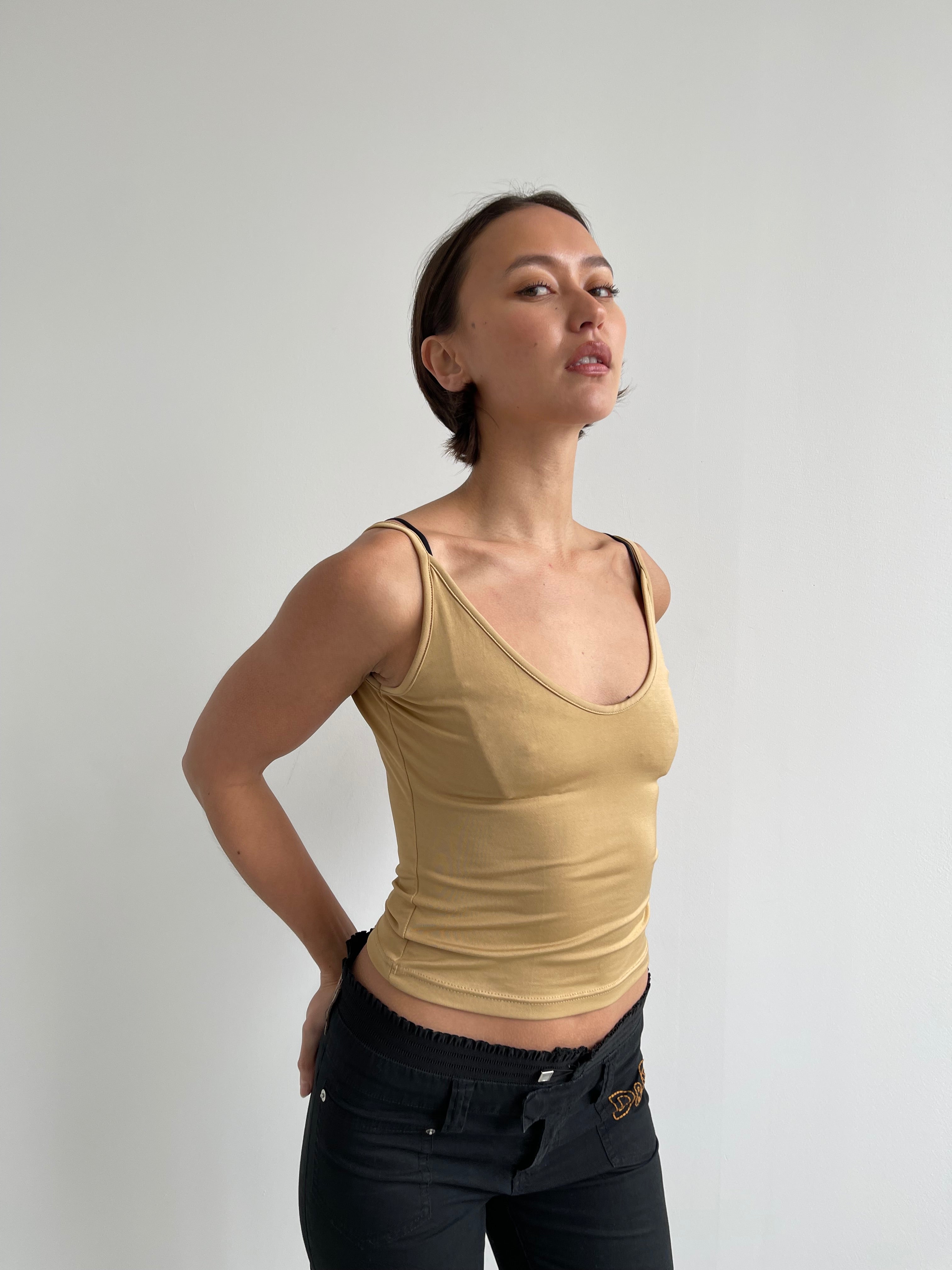 Vintage v-neck beige cami top