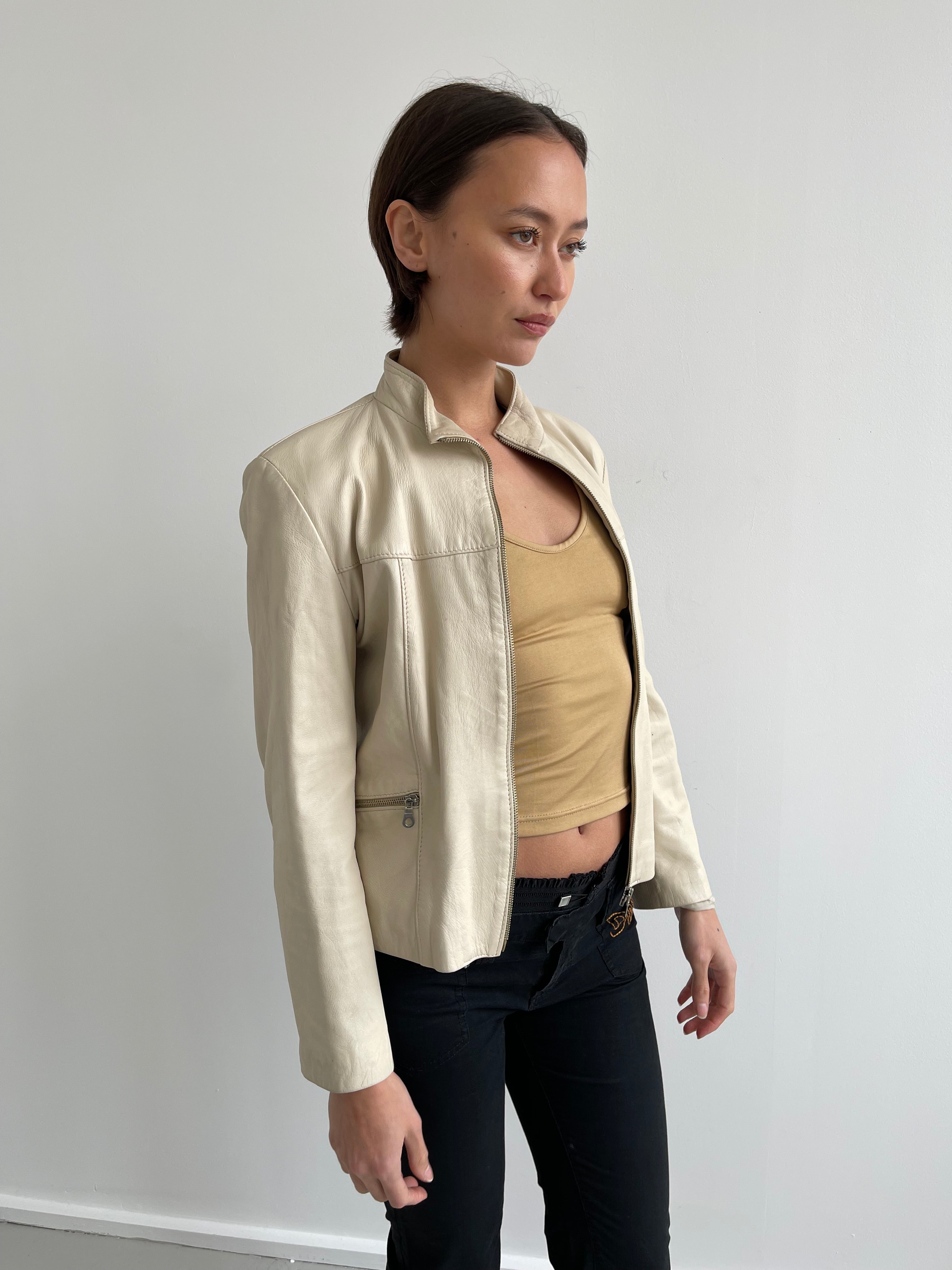Cream leather jacket