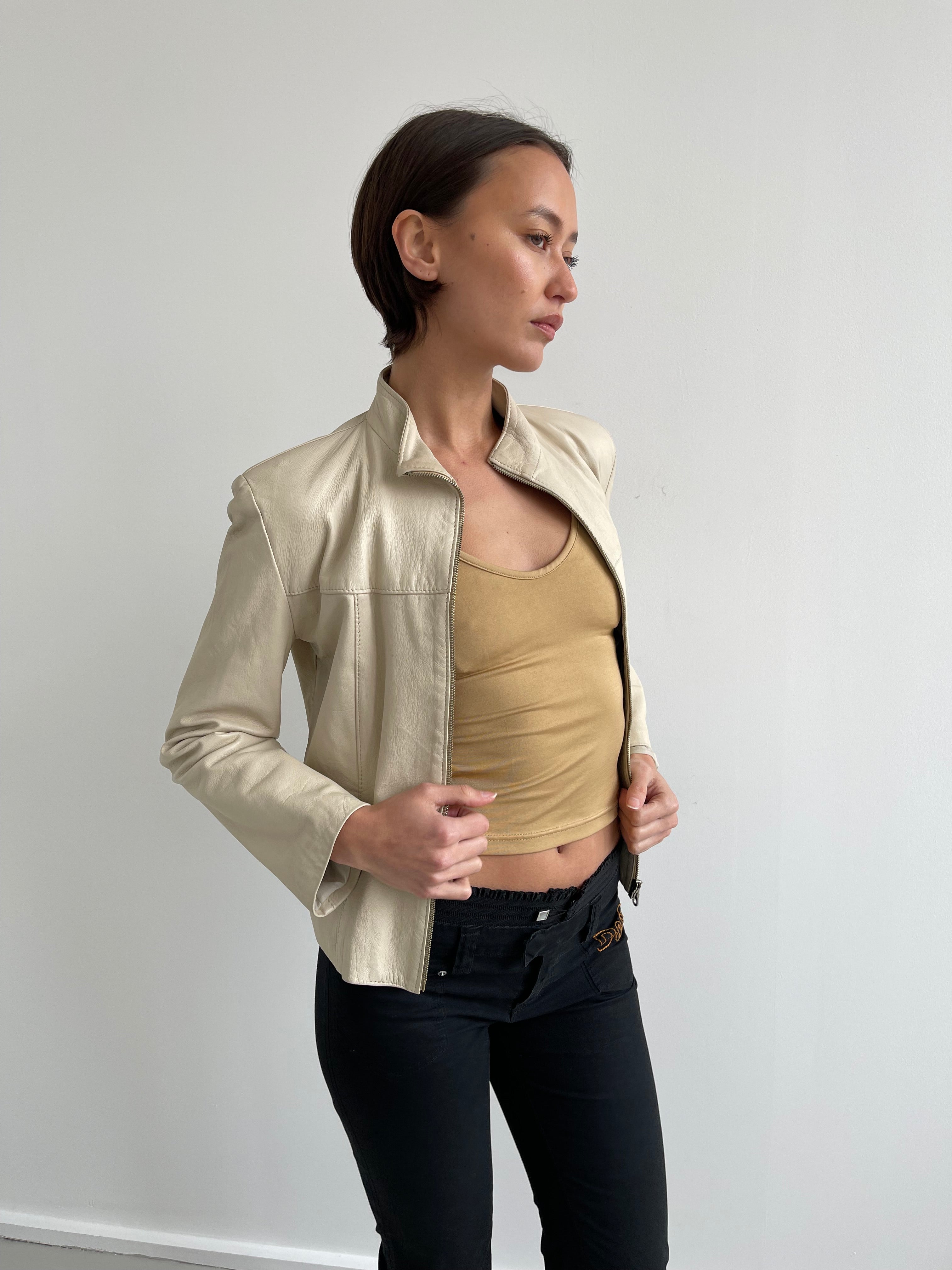Cream leather jacket