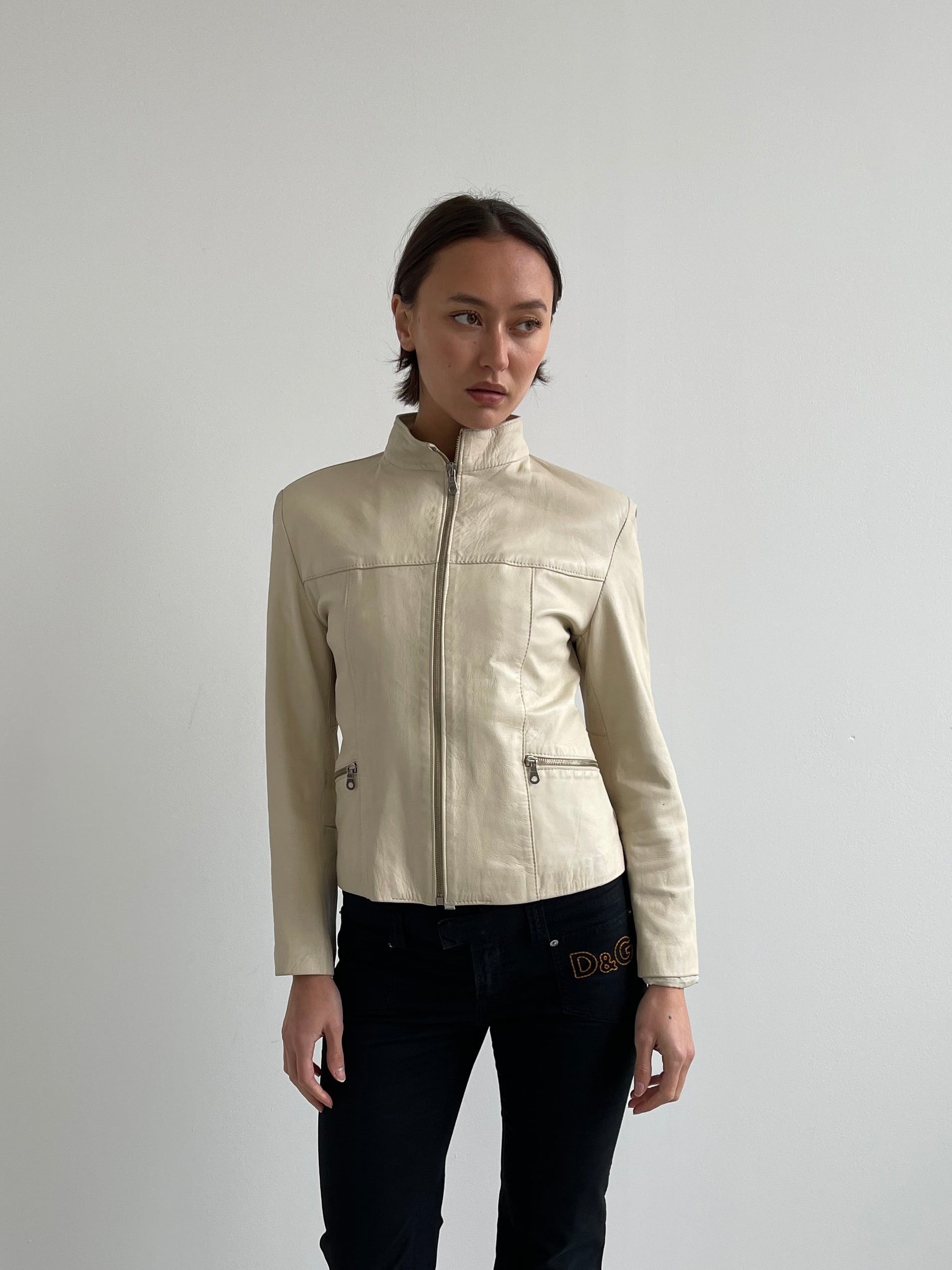 Cream leather jacket
