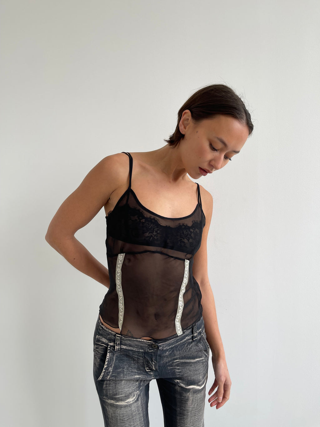 Yamamay black sheer cami top