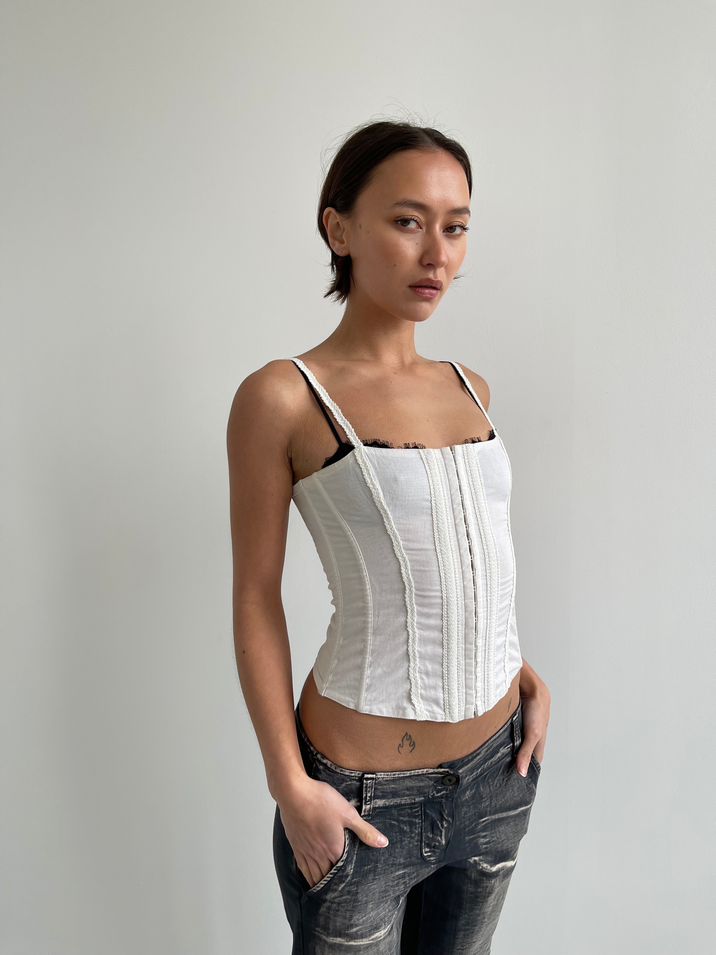 Intimissimi white corset top with mesh back