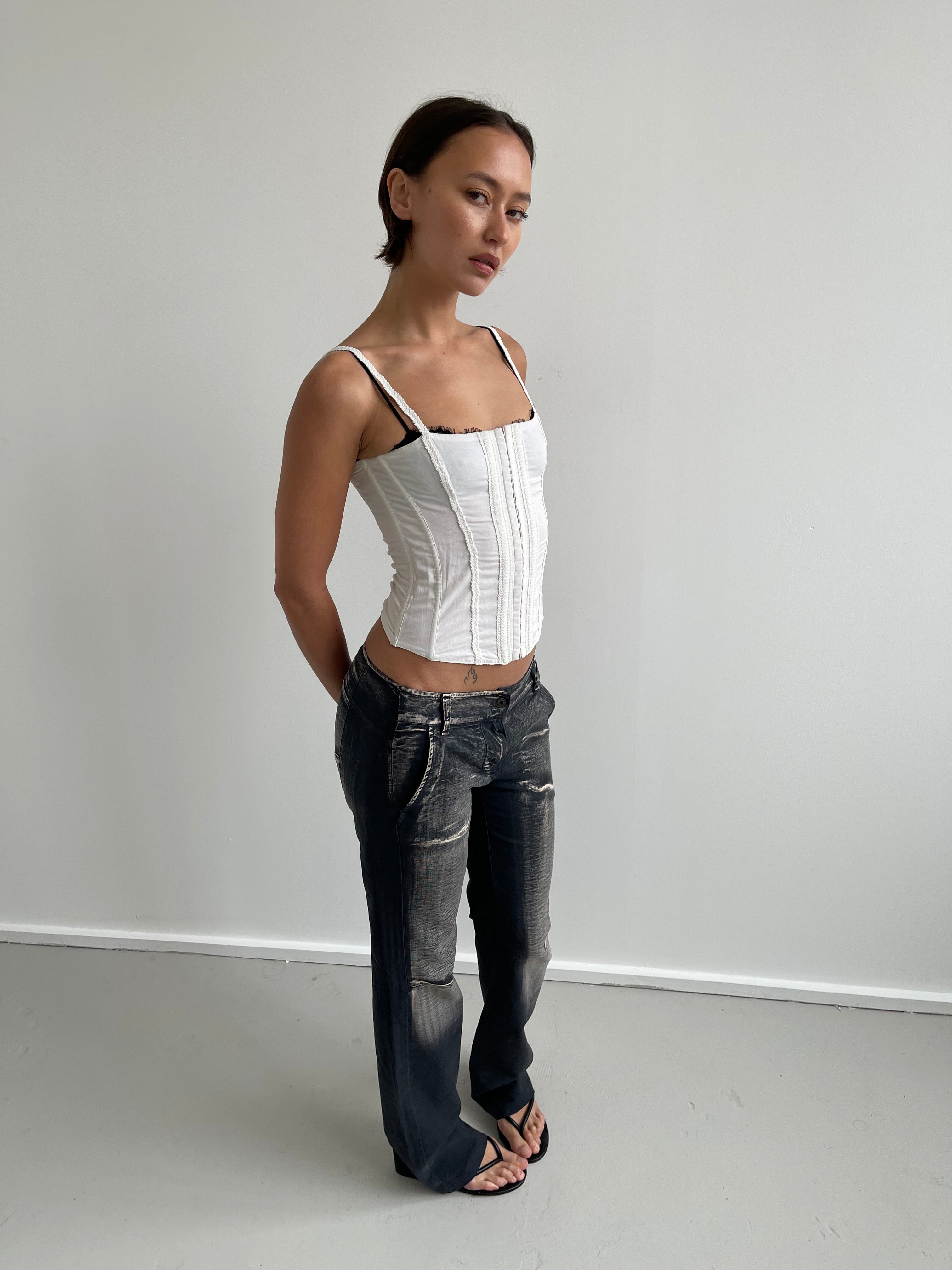 Intimissimi white corset top with mesh back