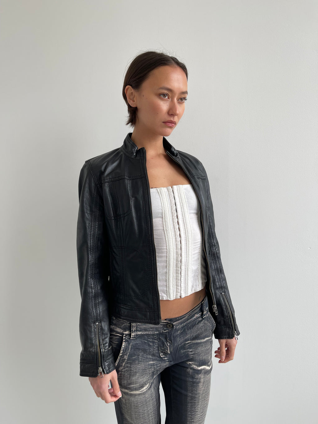 Conbipel black leather jacket