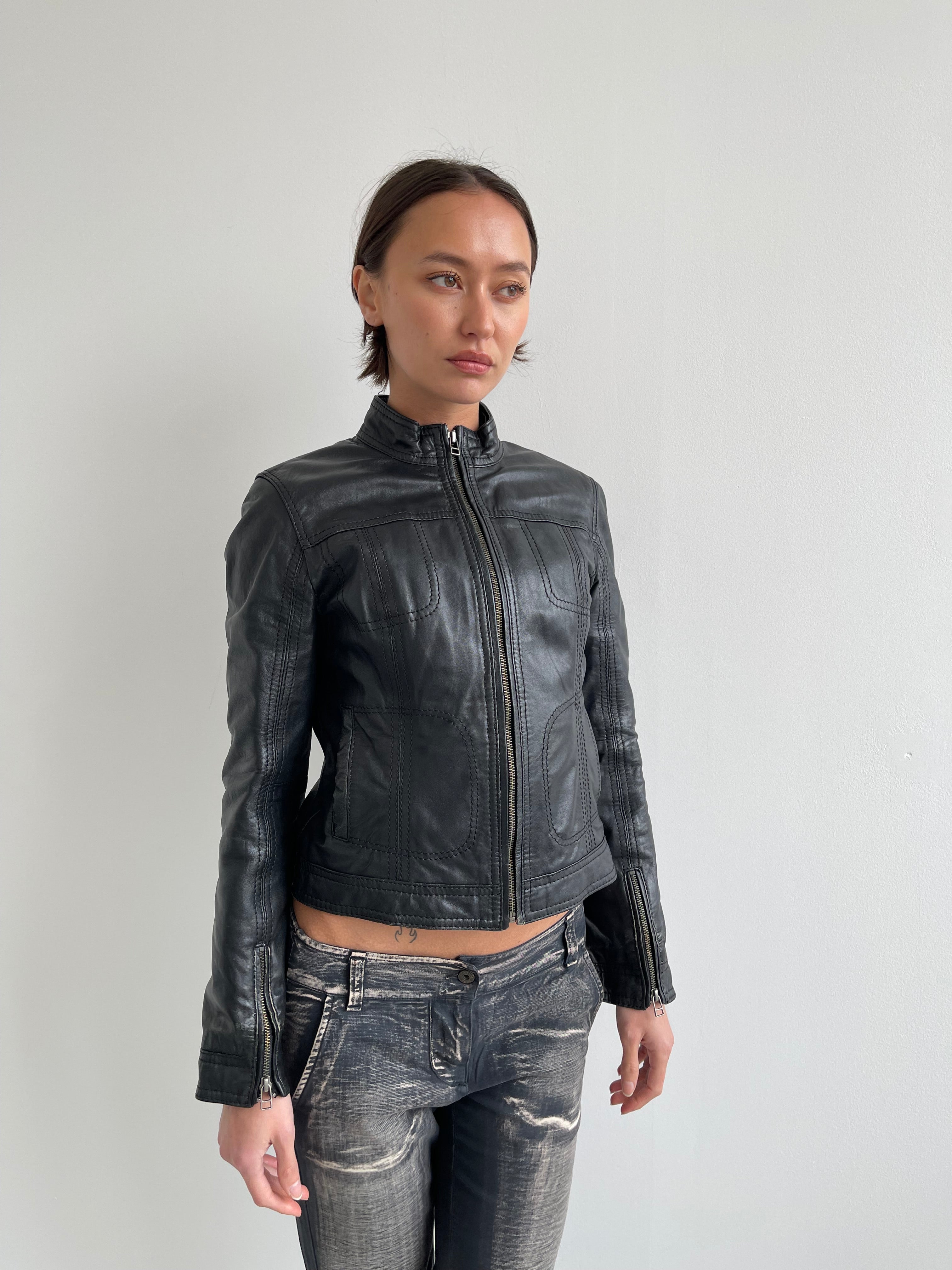 Conbipel black leather jacket