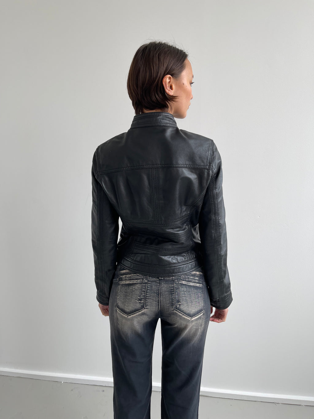 Conbipel black leather jacket