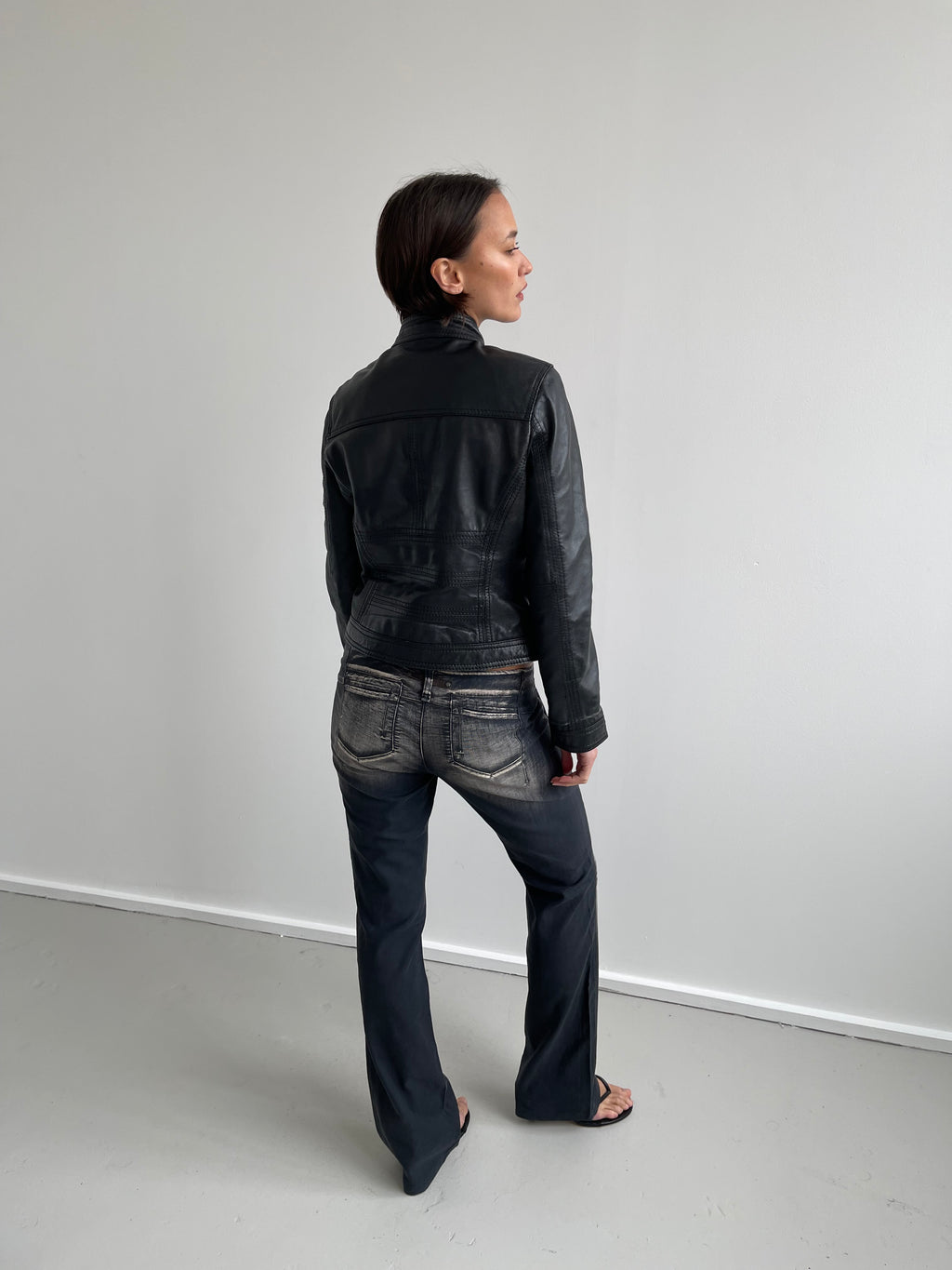 Conbipel black leather jacket