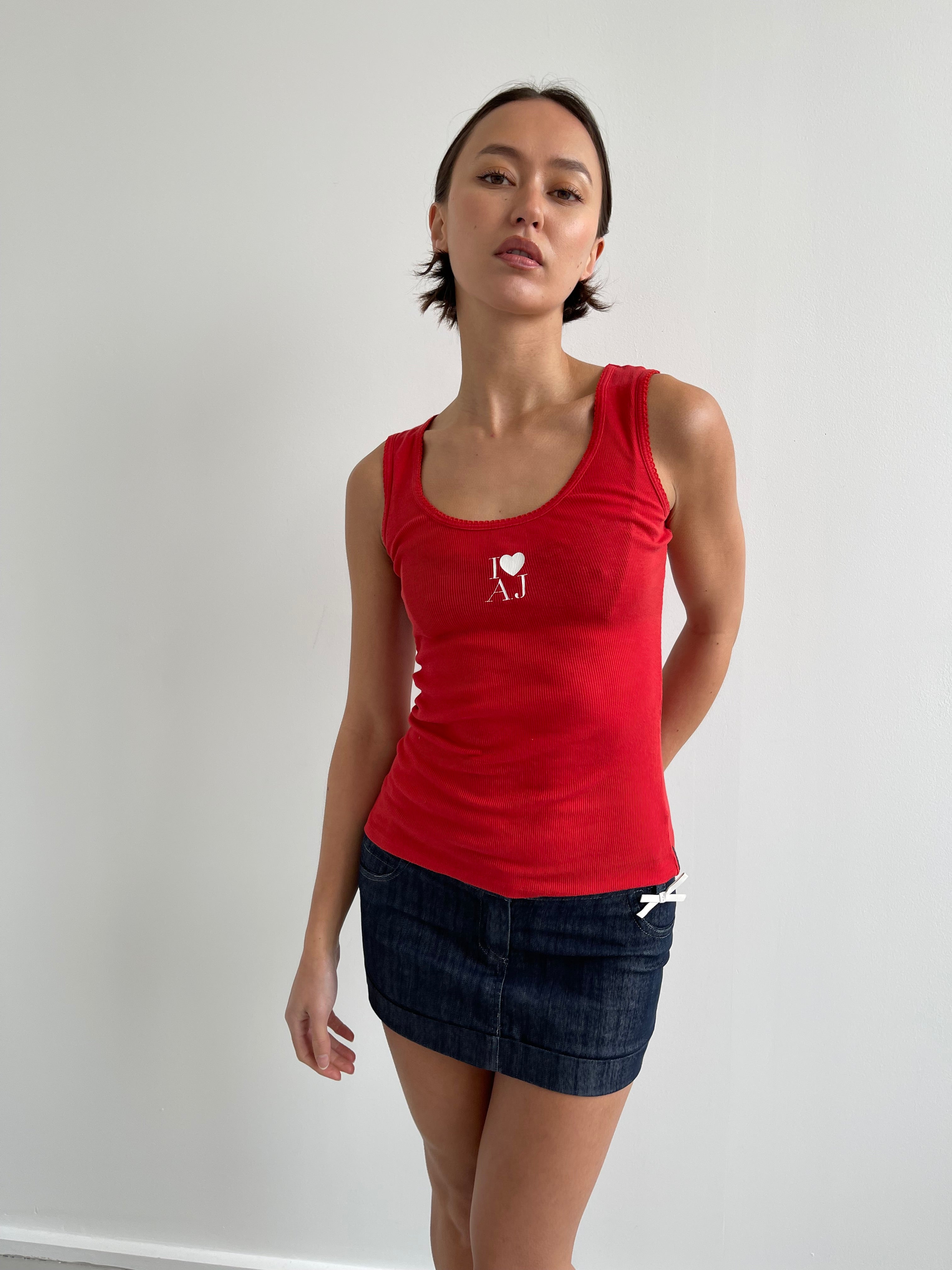 Armani Jeans red ribbed tank top