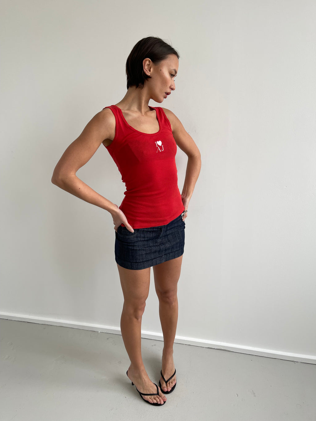 Armani Jeans red ribbed tank top