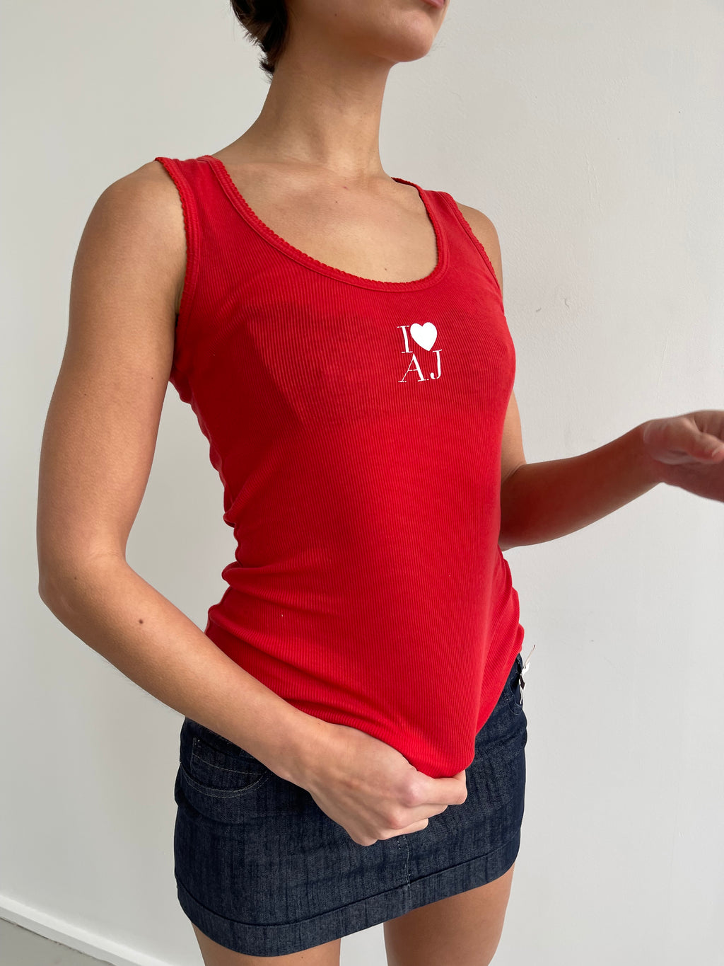 Armani Jeans red ribbed tank top