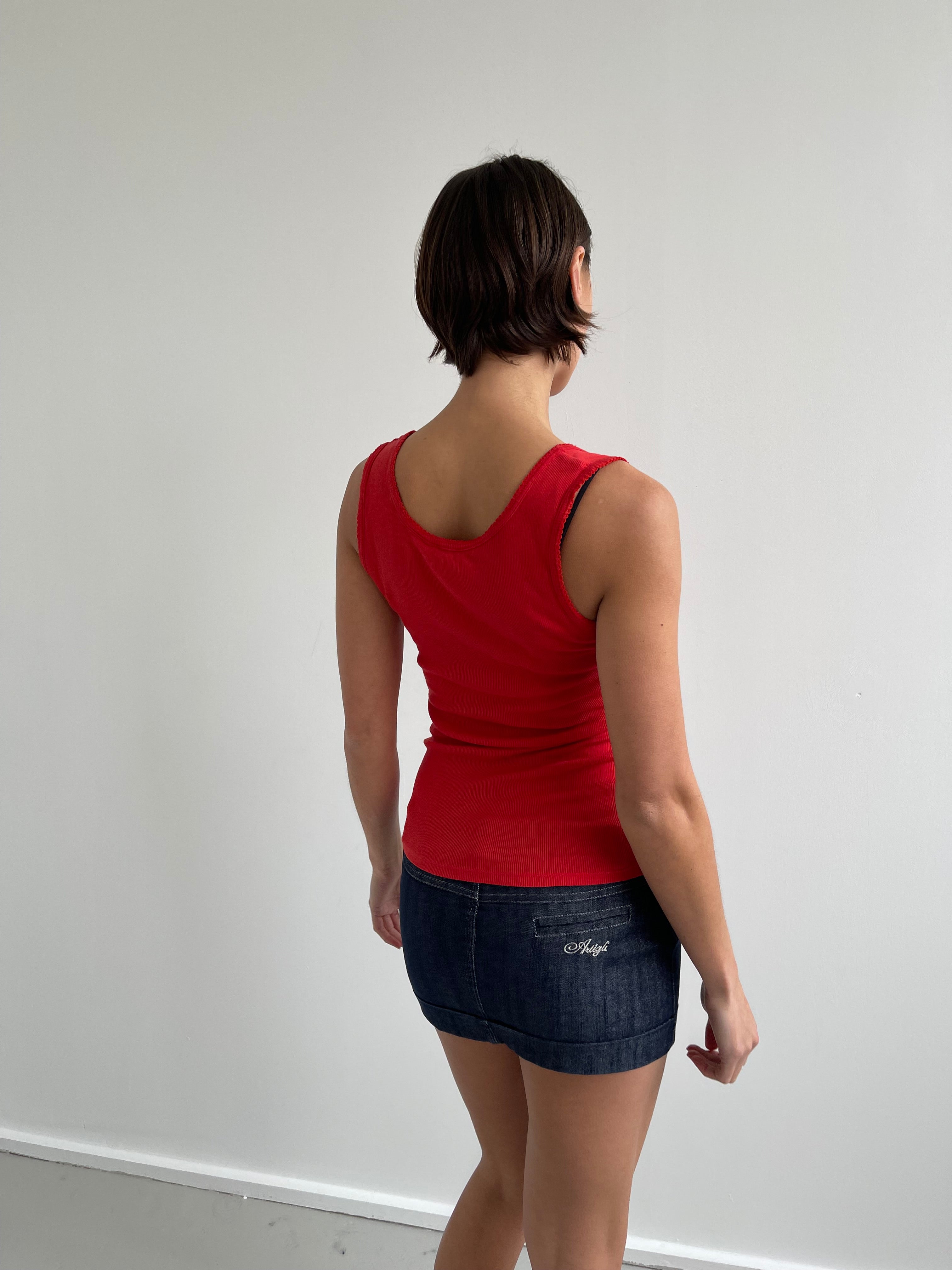 Armani Jeans red ribbed tank top
