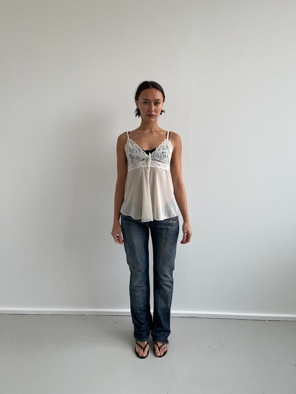 Cream lace cami top