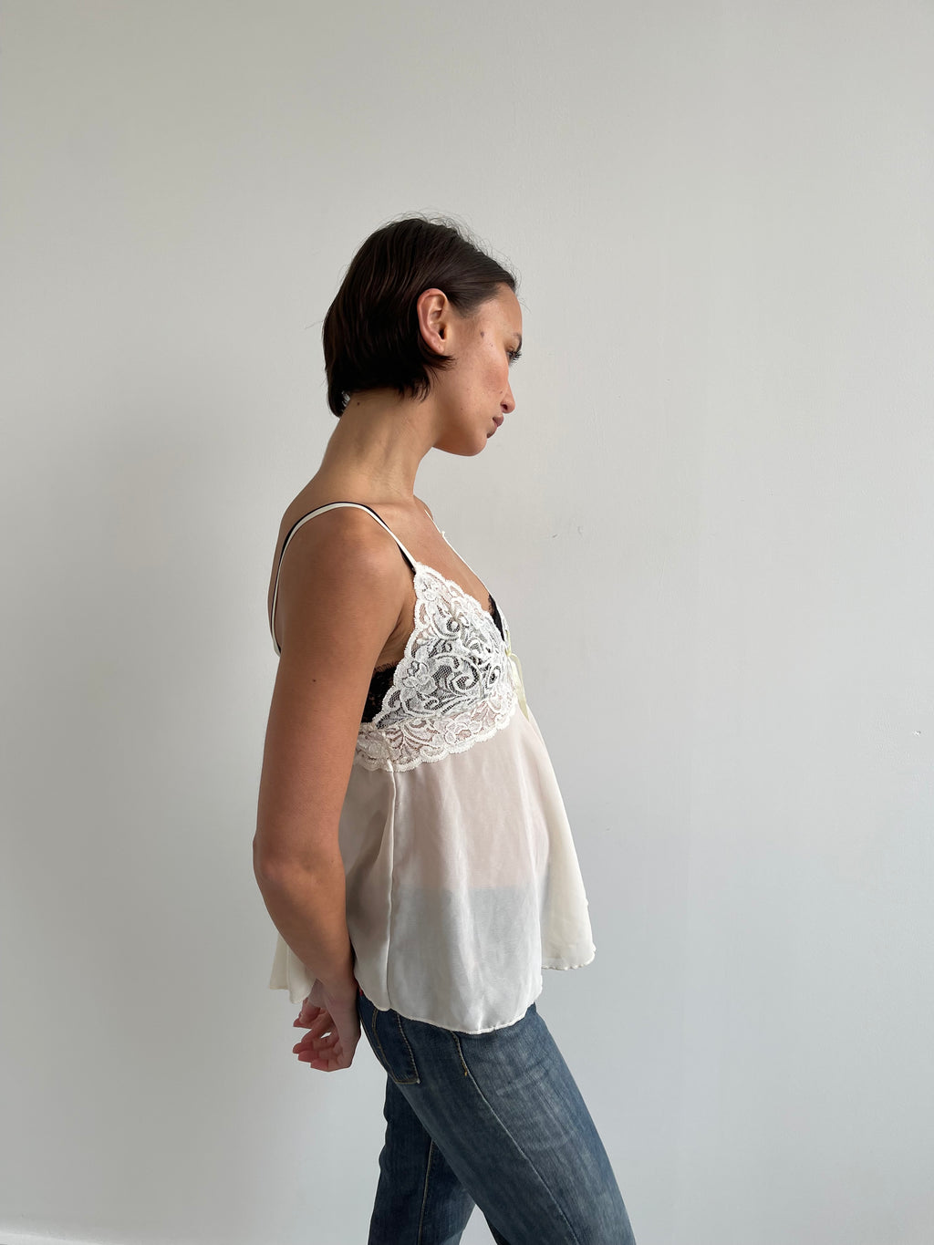 Cream lace cami top
