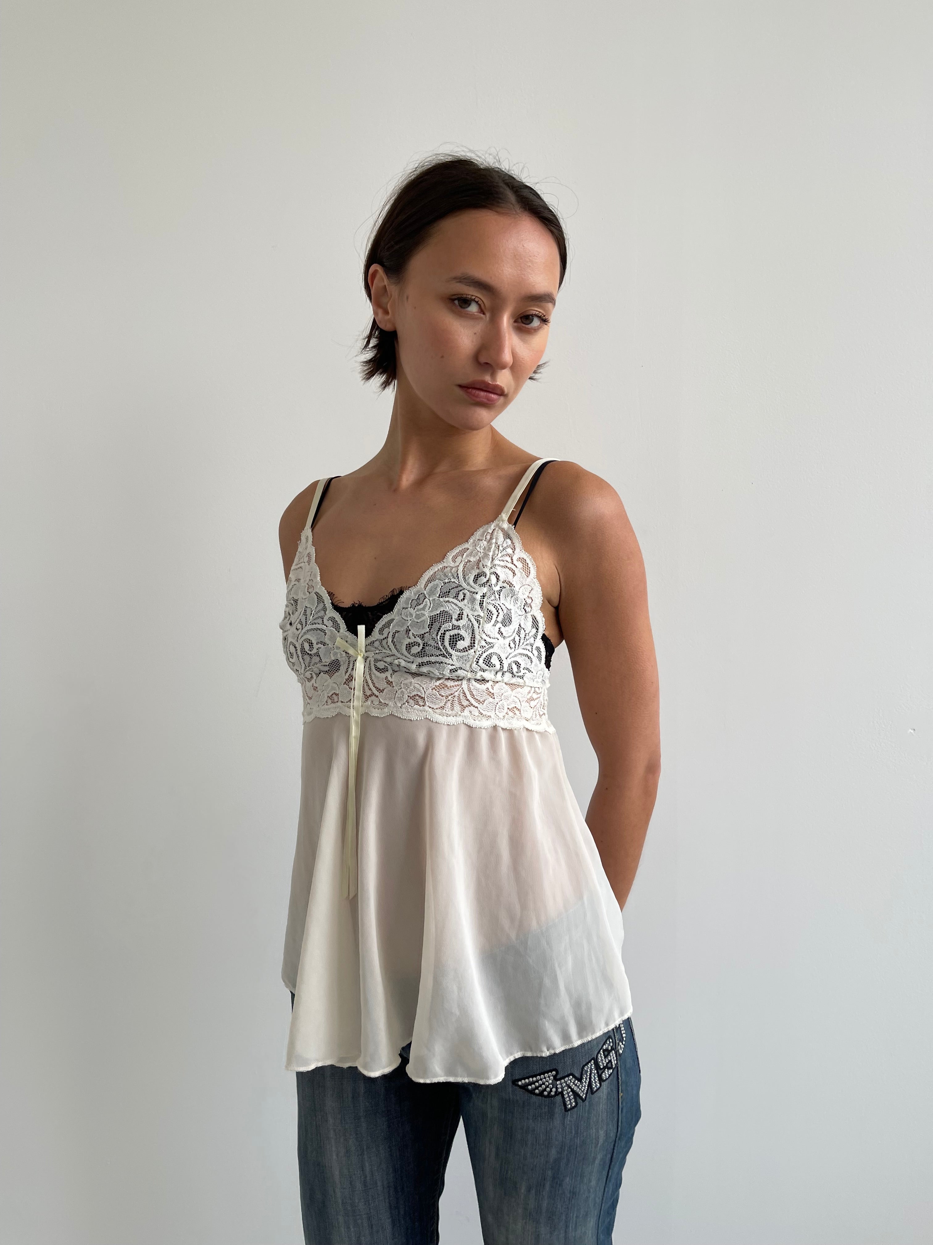 Cream lace cami top