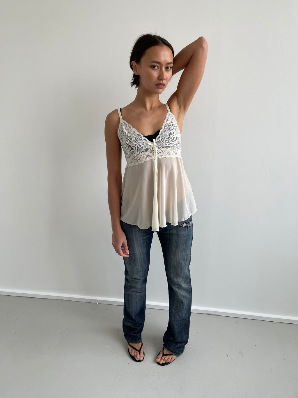 Cream lace cami top