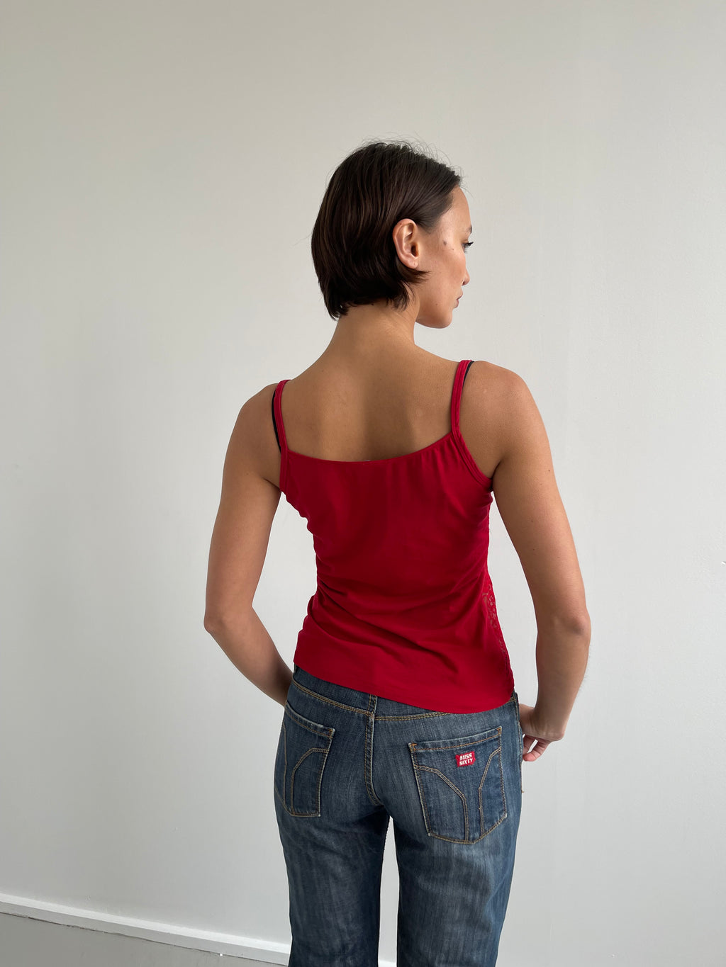 Tezenis vintage red lace cami top